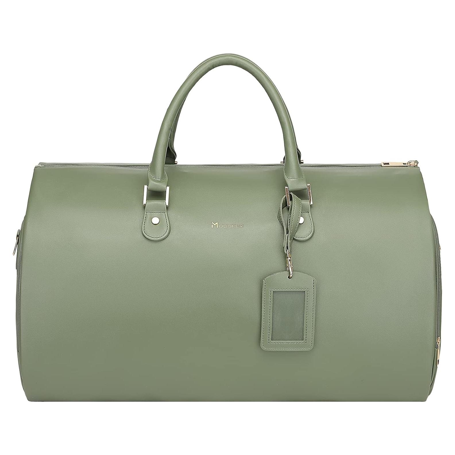 Bolsa de Garment Modoker 2 en 1 de Cuero Verde para Viajes