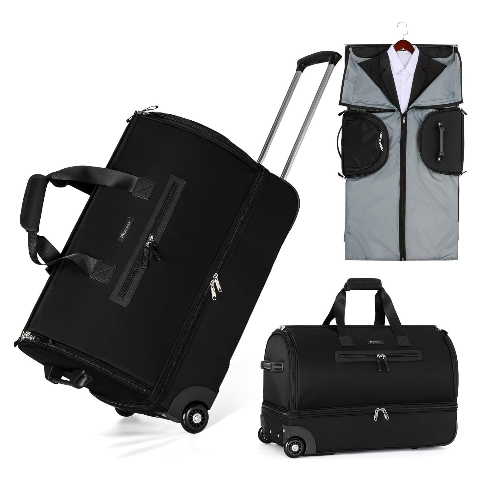 Bolsa de Ropa Rodante RackVibe Negra 3-en-1 con Compartimentos