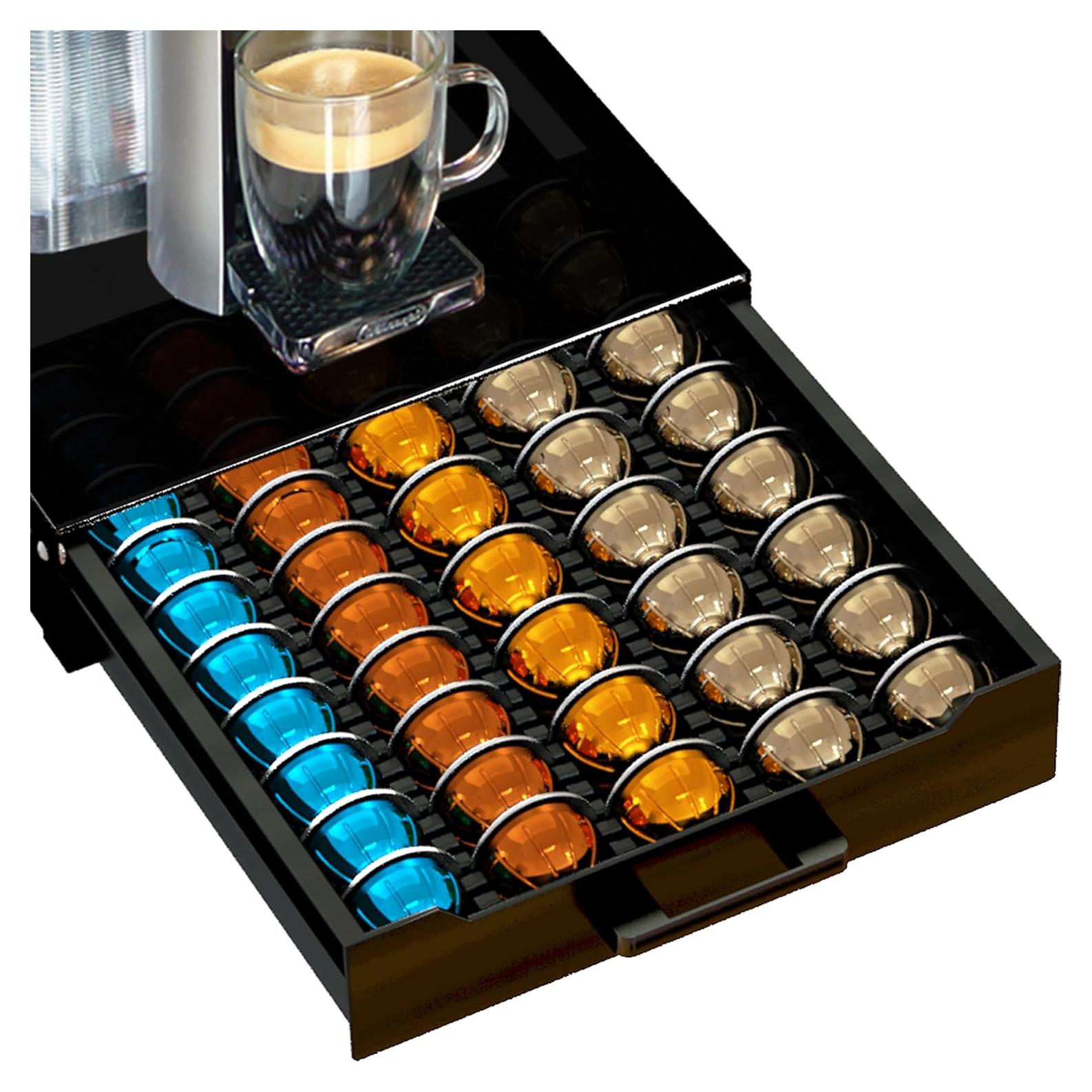 Organizador de Cajón para 75 Cápsulas Nespresso Vertuo Negro
