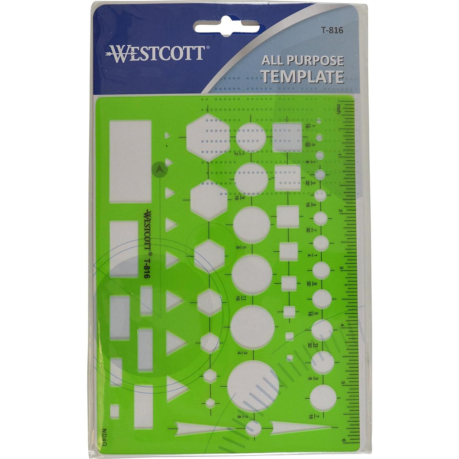 Plantilla de Dibujo Westcott T-816, Plástico Verde 11.43x15.24 cm