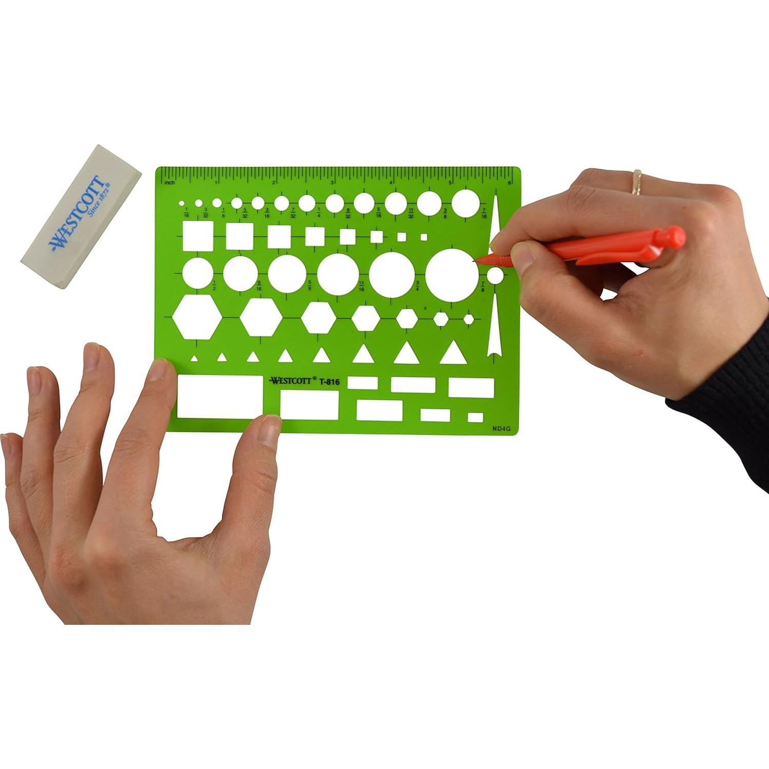 Plantilla de Dibujo Westcott T-816, Plástico Verde 11.43x15.24 cm