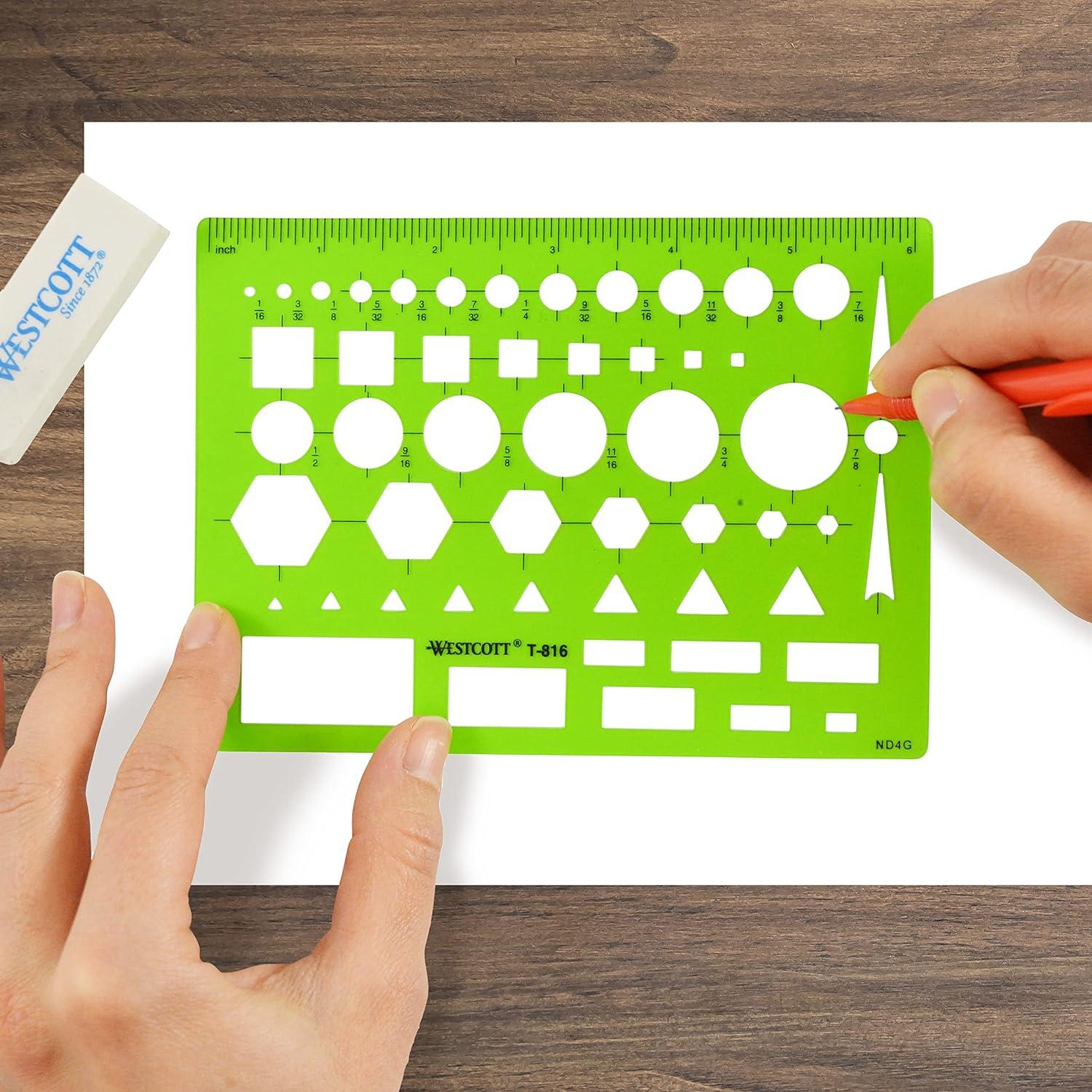 Plantilla de Dibujo Westcott T-816, Plástico Verde 11.43x15.24 cm