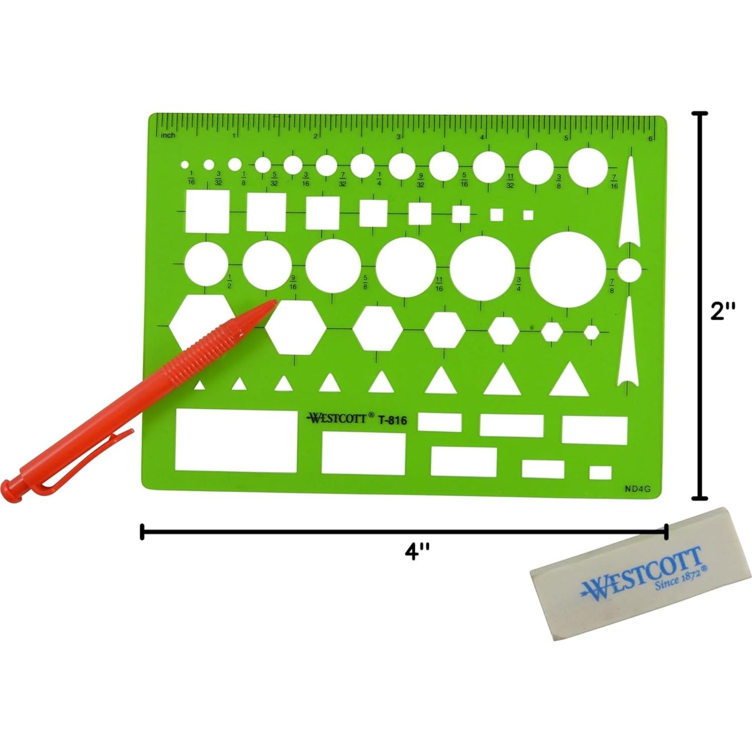 Plantilla de Dibujo Westcott T-816, Plástico Verde 11.43x15.24 cm