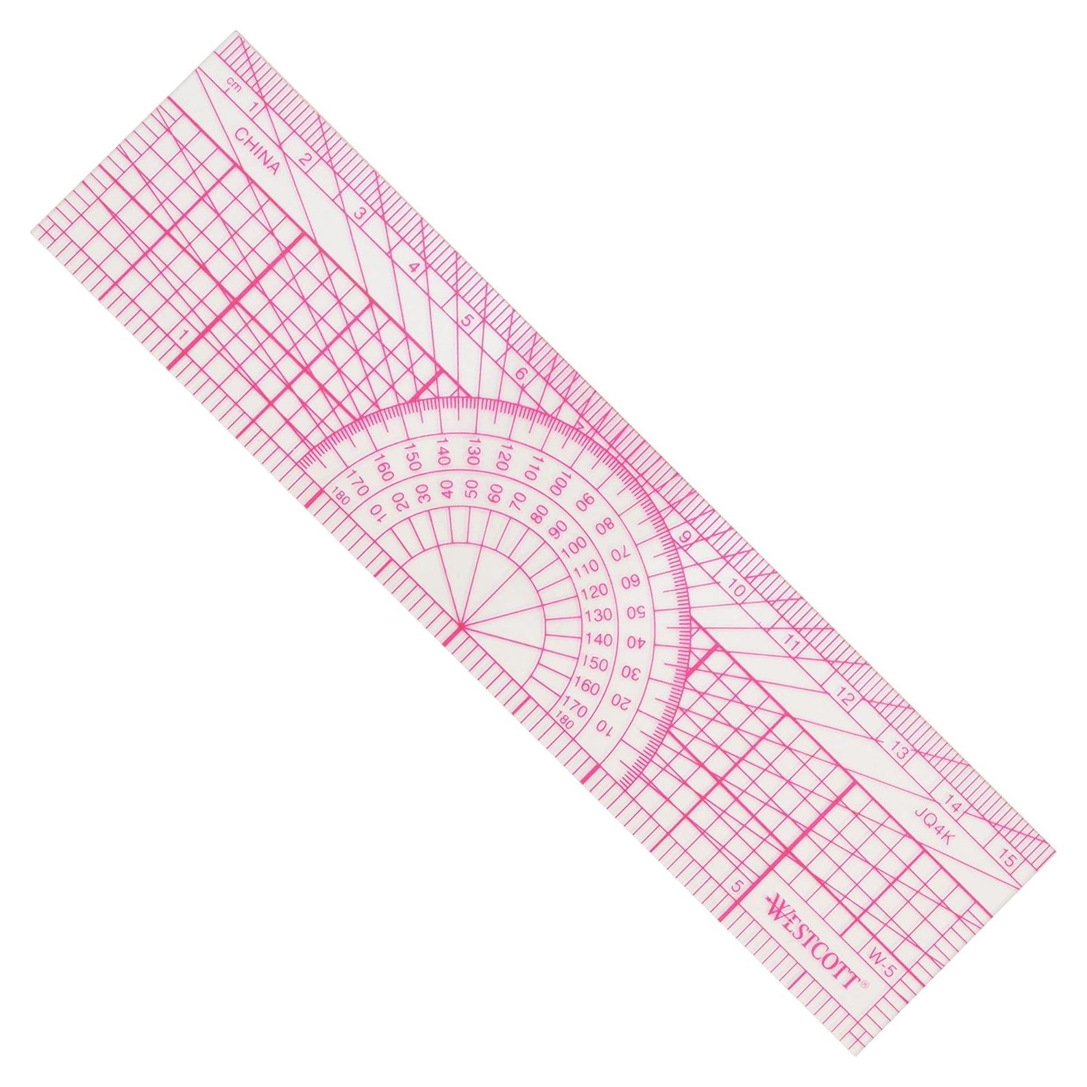 Protractor Ruler, 6", 15cm, Transparent (W-5)