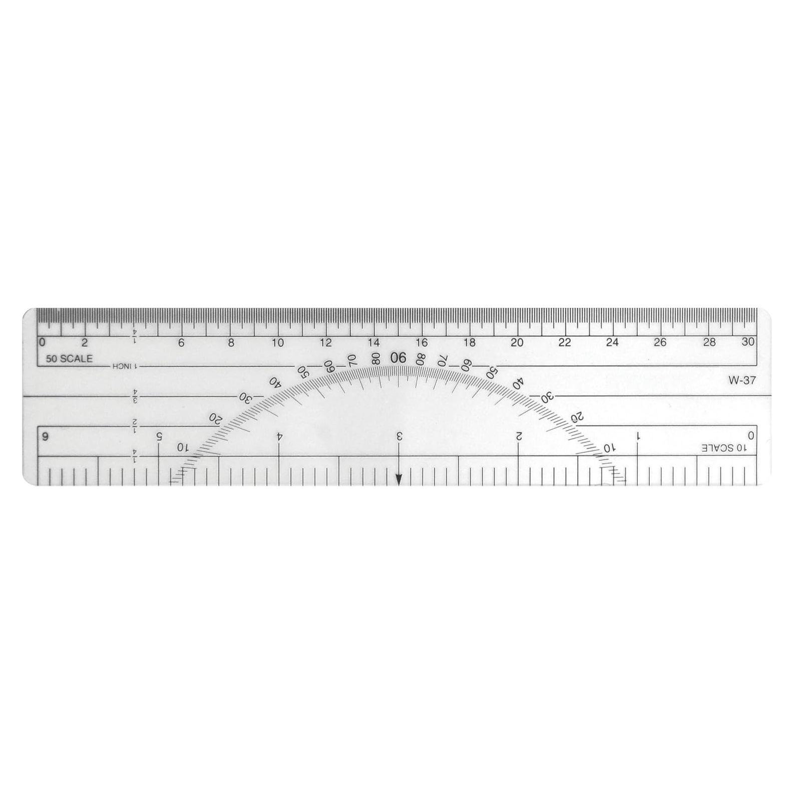 Westcott Protractor Ruler 6", 10ths, 50ths, Transparent (W-37)