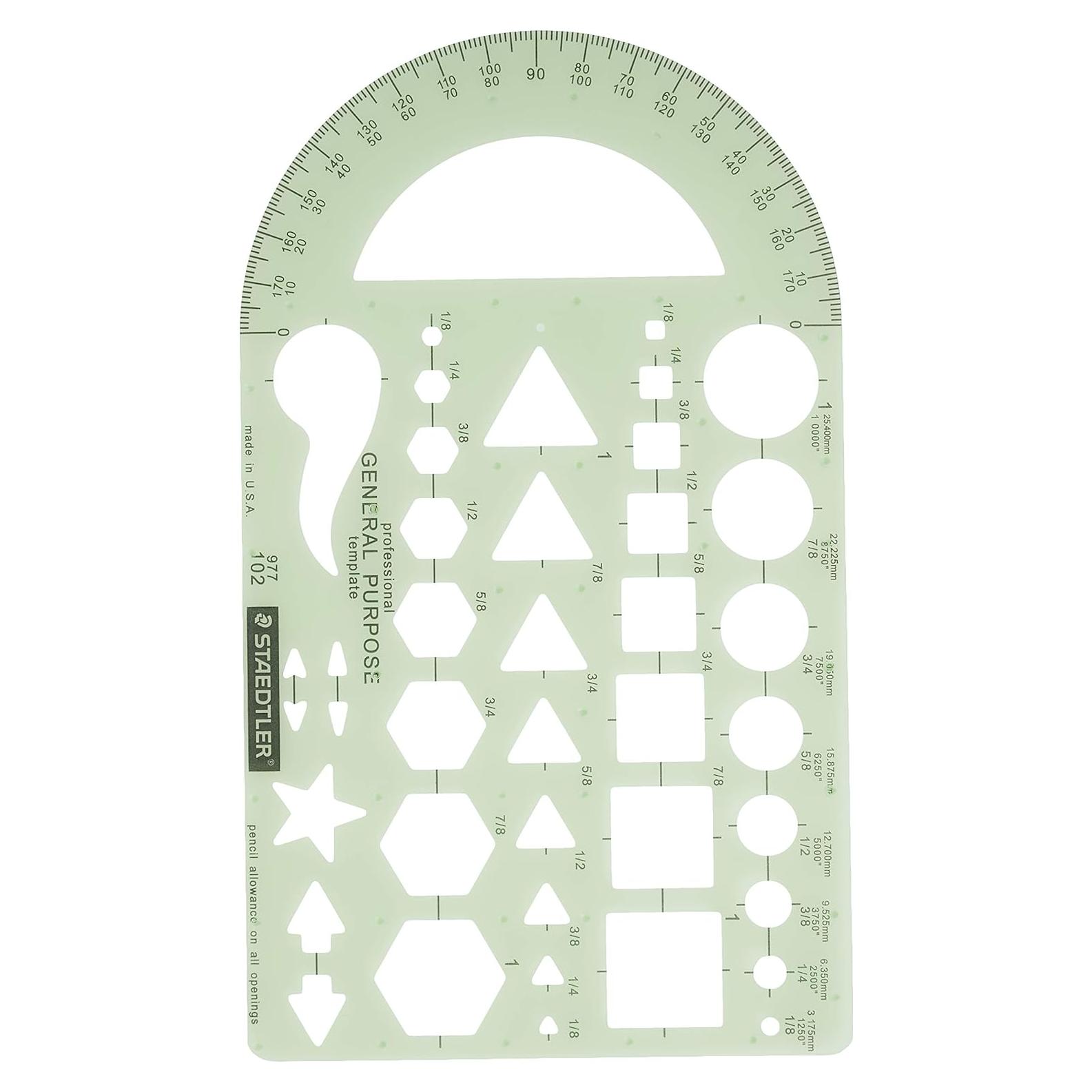 Plantilla Geométrica STAEDTLER 24.1 x 14 cm con Transportador