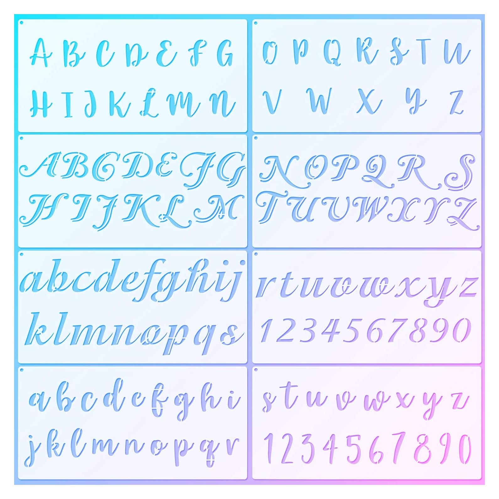 Plantillas reutilizables de letras y números Zonon 20x10 cm