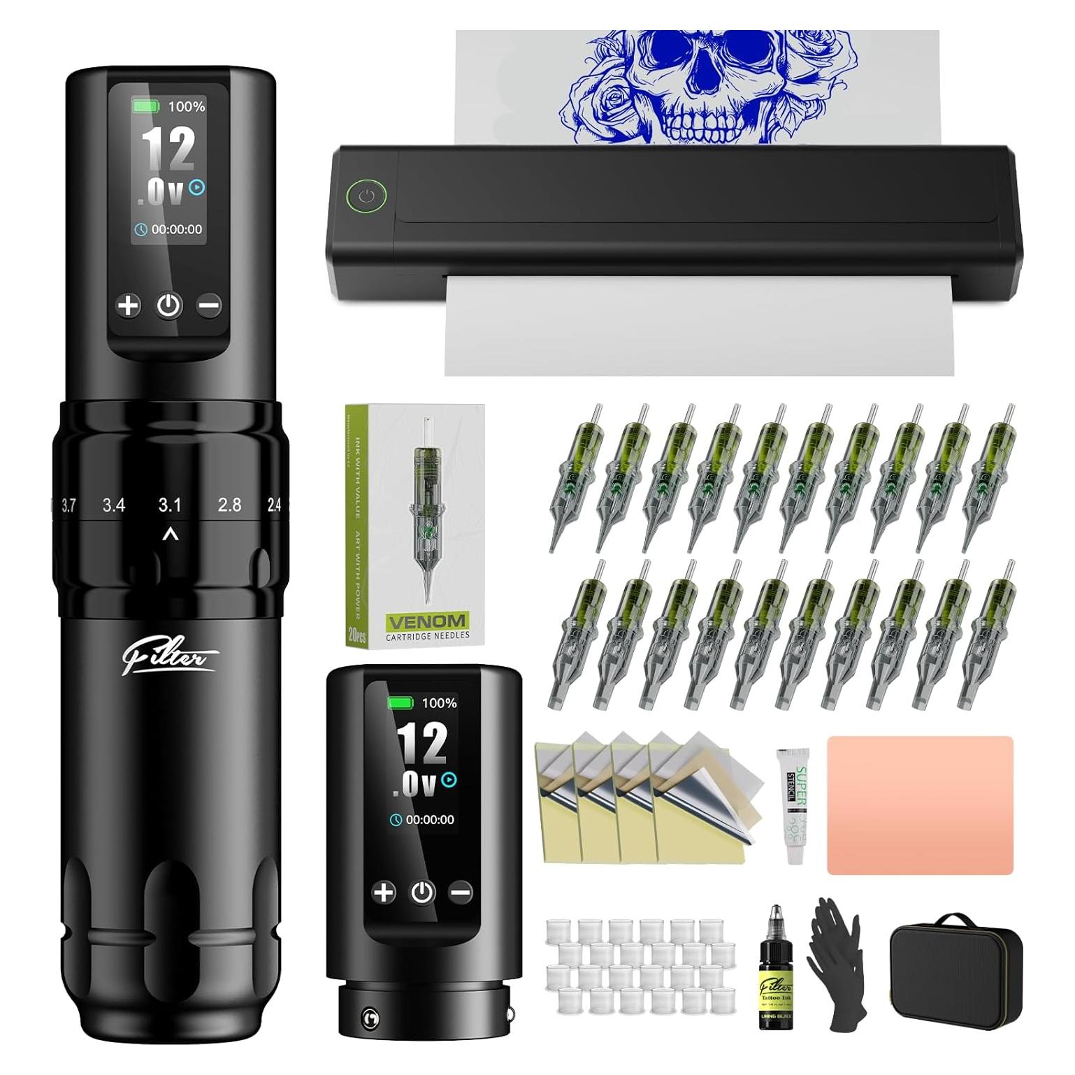 Kit de Tatuaje Filter - Impresora y Máquina 7 Golpes 1600mAh
