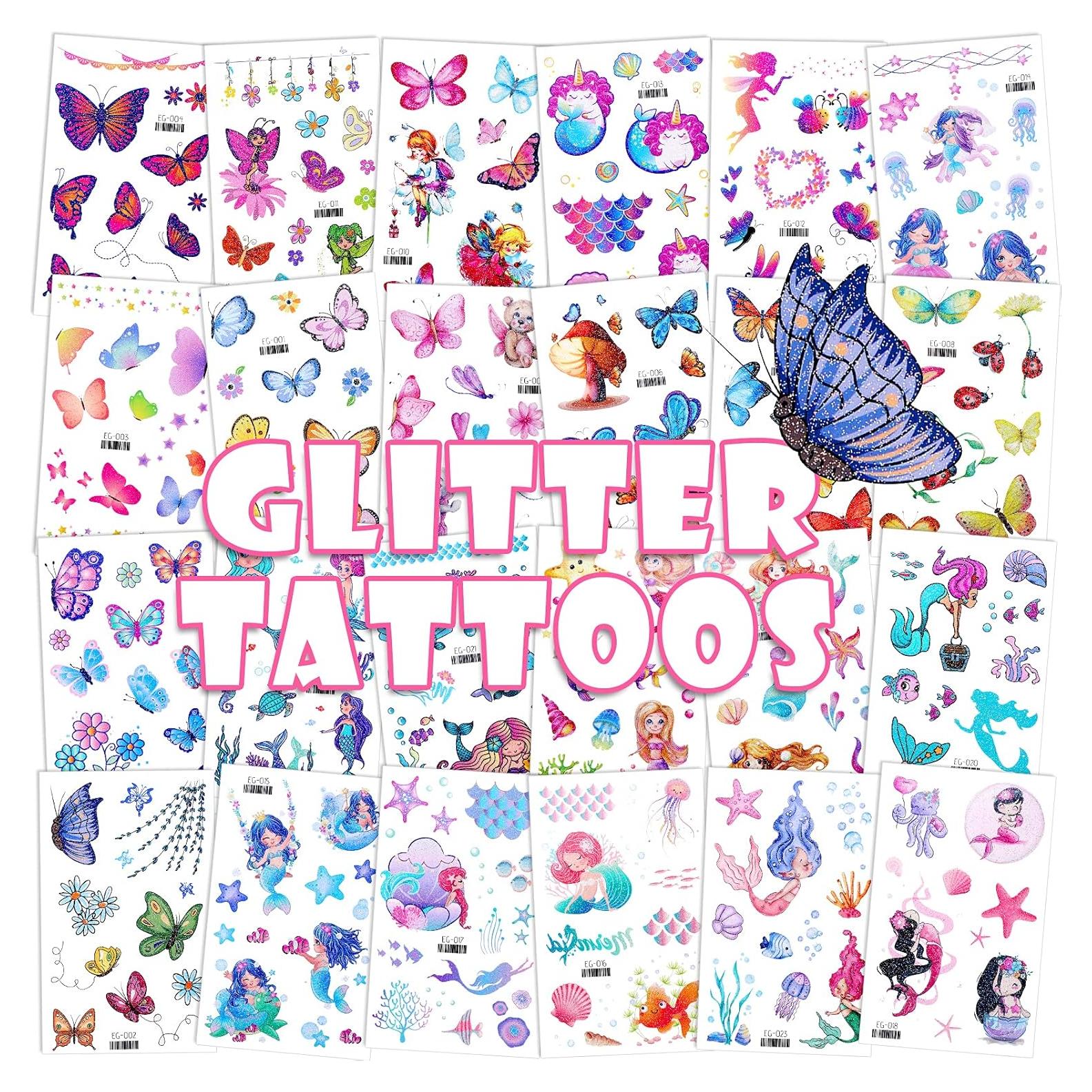 Tatuajes Temporales Brillantes Konsait para Niñas - 24 Hojas