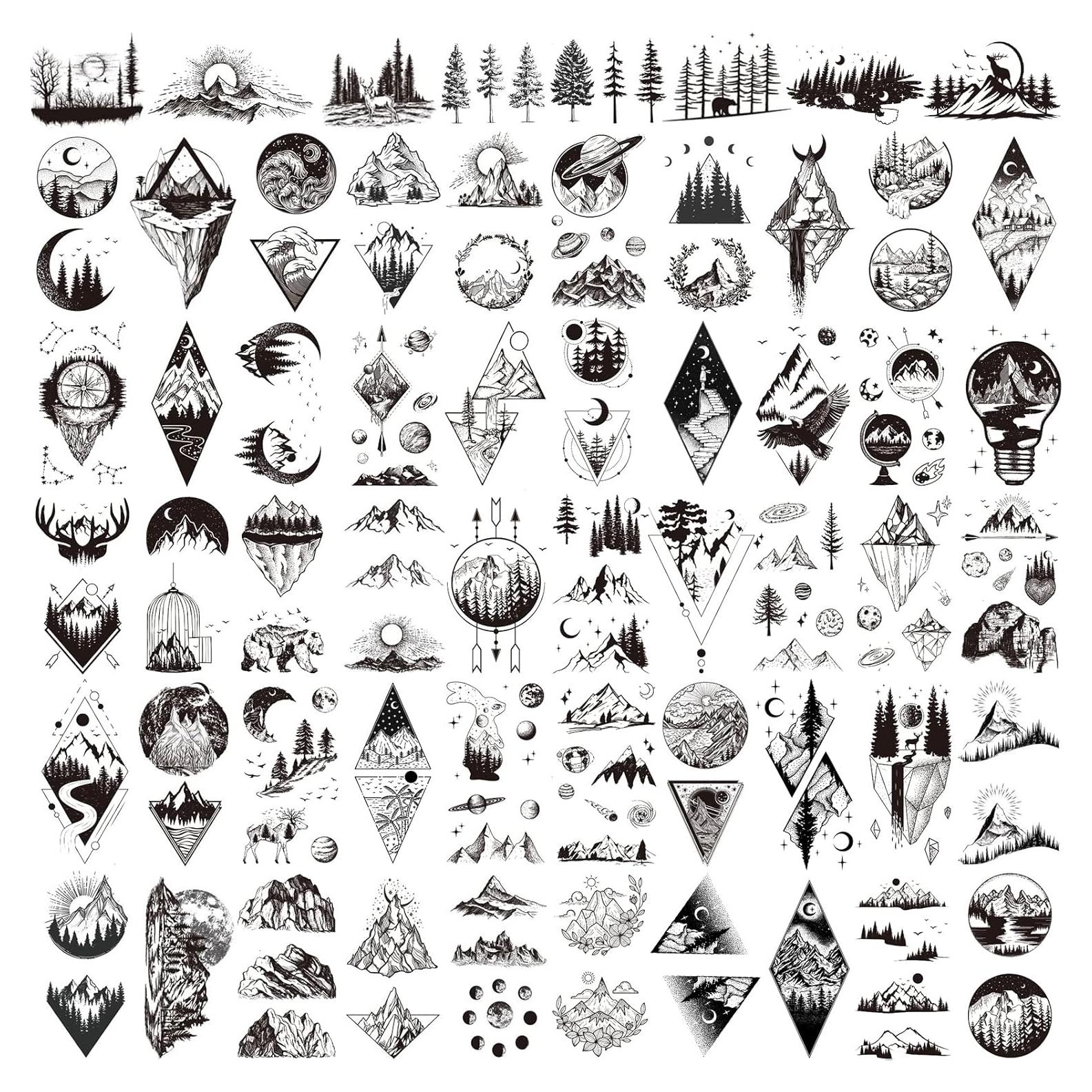 62 Hojas Tatuajes Temporales Hotoyannia Geometría Impermeables