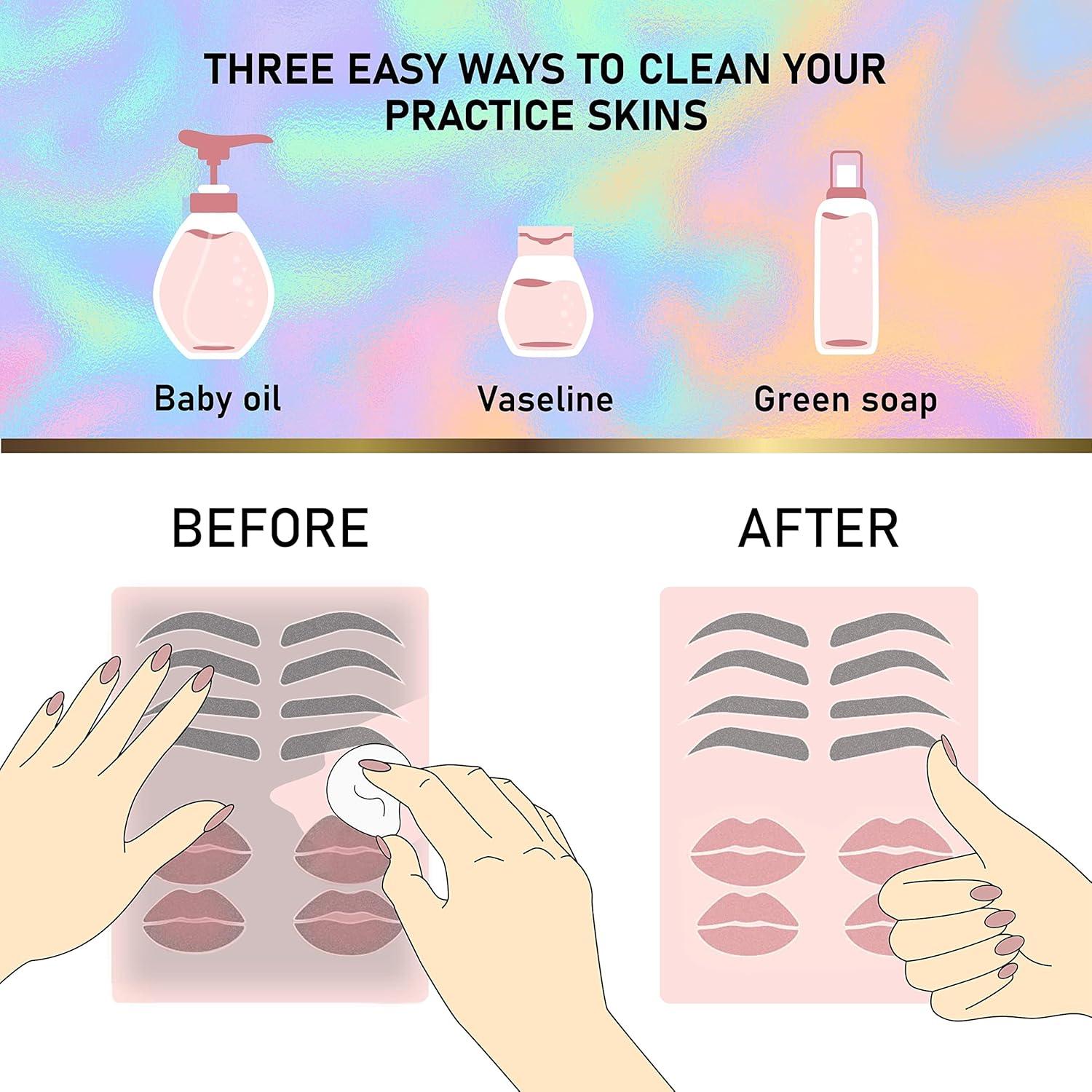 6 Piezas Piel de Práctica Doble Cara PMU - Microblading