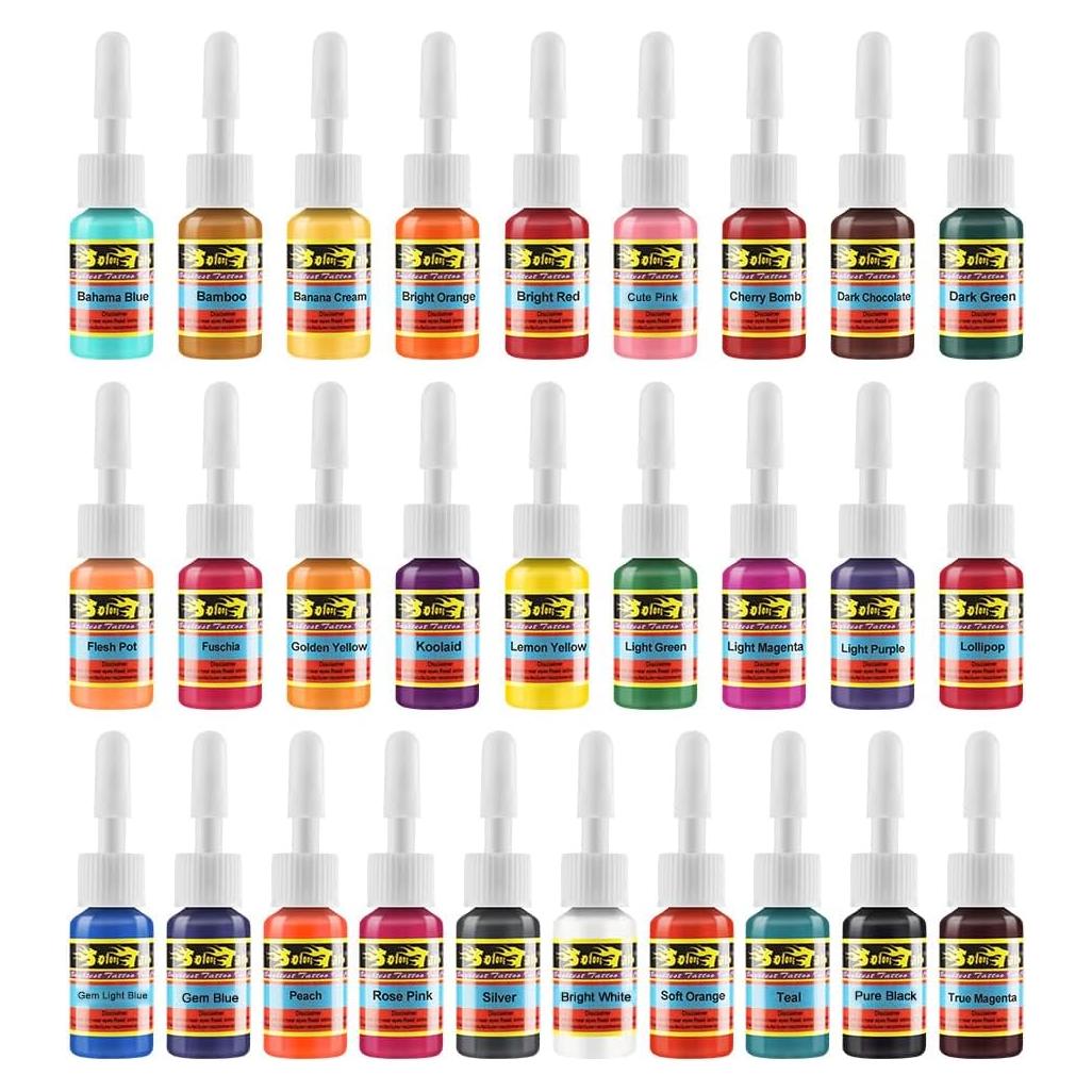 Juego de Tinta para Tatuajes Solong 28 Colores 5ml Profesional