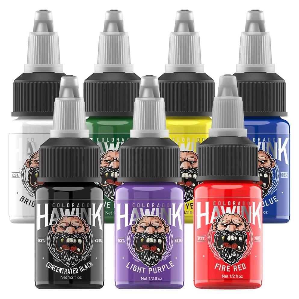 Set de Tinta para Tatuajes HAWINK 7 Colores 15ml Multicolor