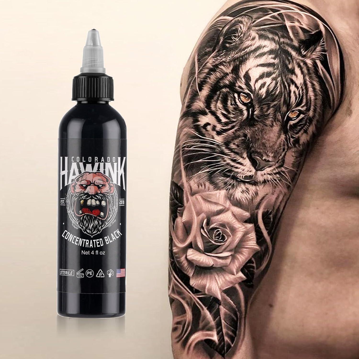 Tinta de Tatuaje Negra HAWINK 120ml Pigmento Profesional