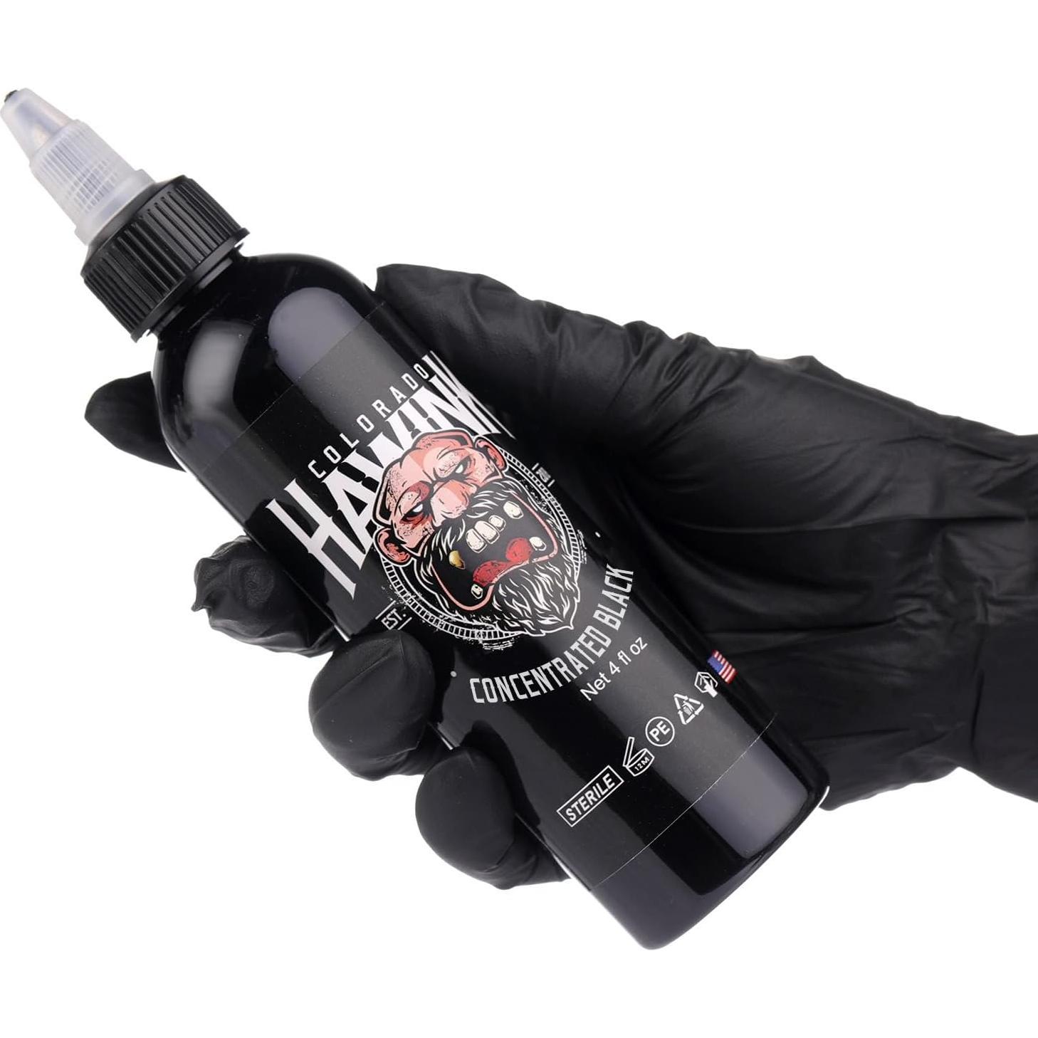 Tinta de Tatuaje Negra HAWINK 120ml Pigmento Profesional