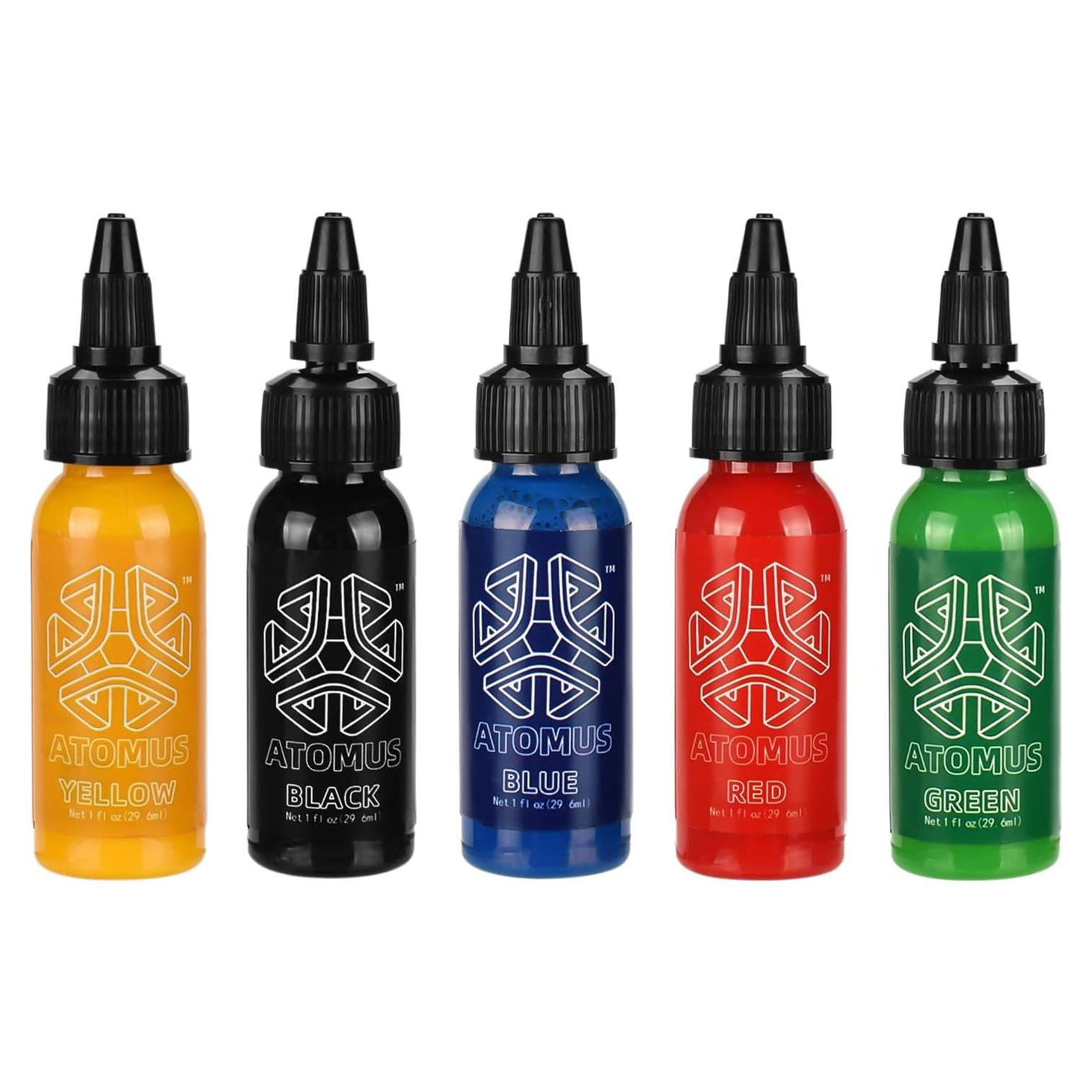 Tinta de Tatuaje ATOMUS 5 Colores 30ml Natural No Tóxica