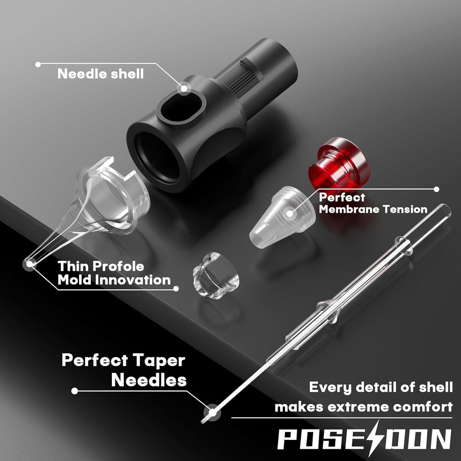 Agujas de Cartucho para Tatuaje Poseidon 50PCS Mixtas #12