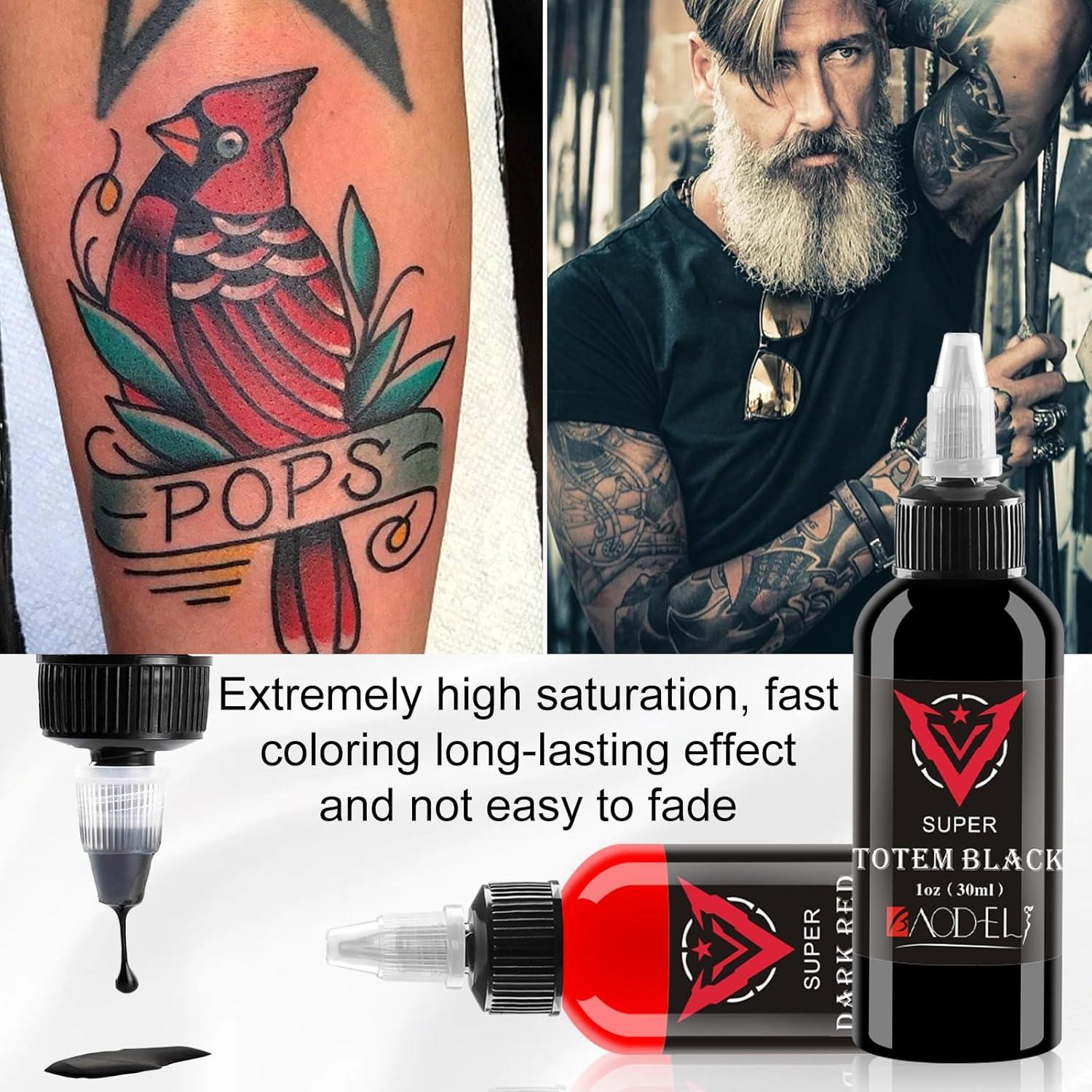 Set de Tinta para Tatuajes AYCOS - 2 Botellas 30ml Negro y Rojo