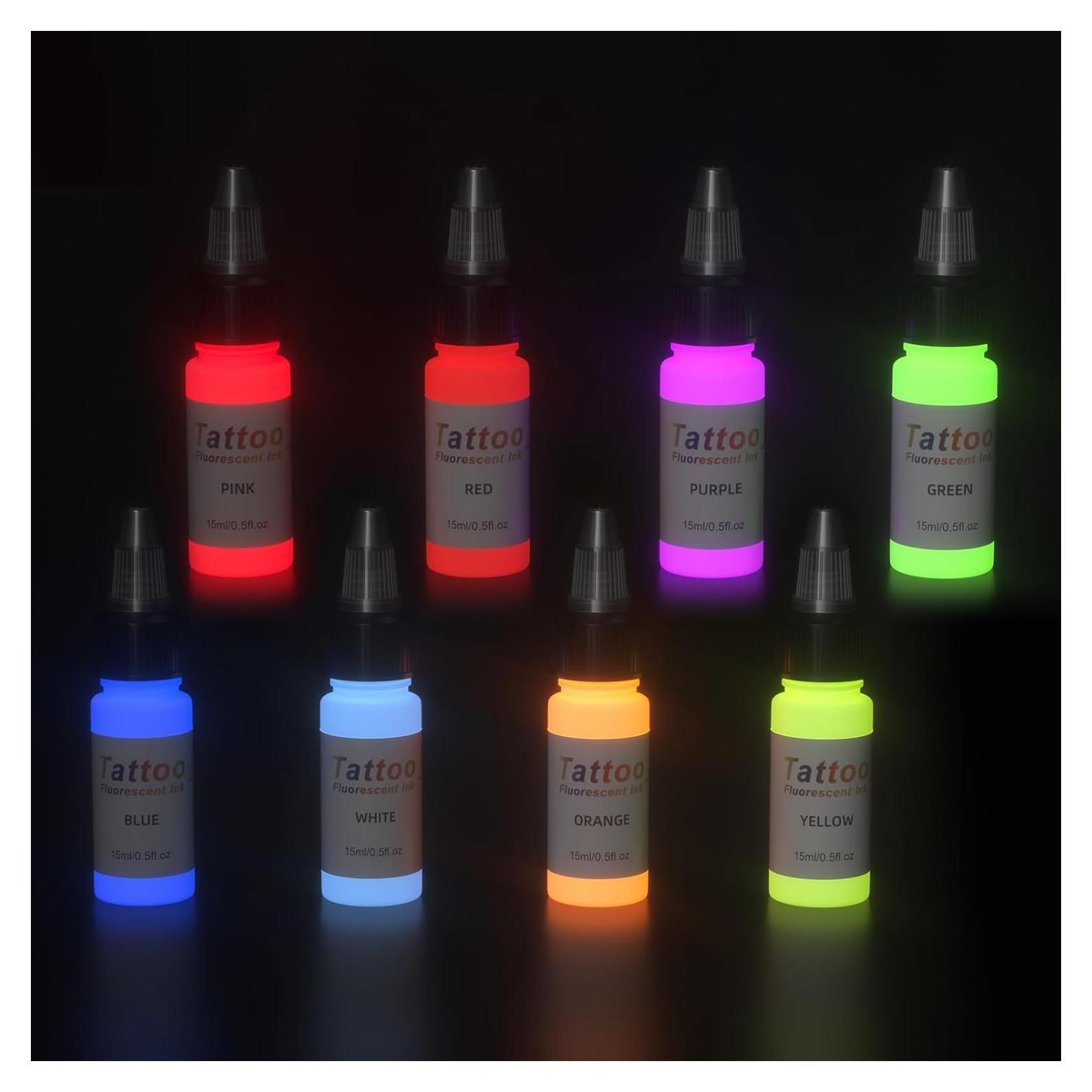 Set de Tinta UV para Tatuajes EIPTWH 8 Colores 15ml