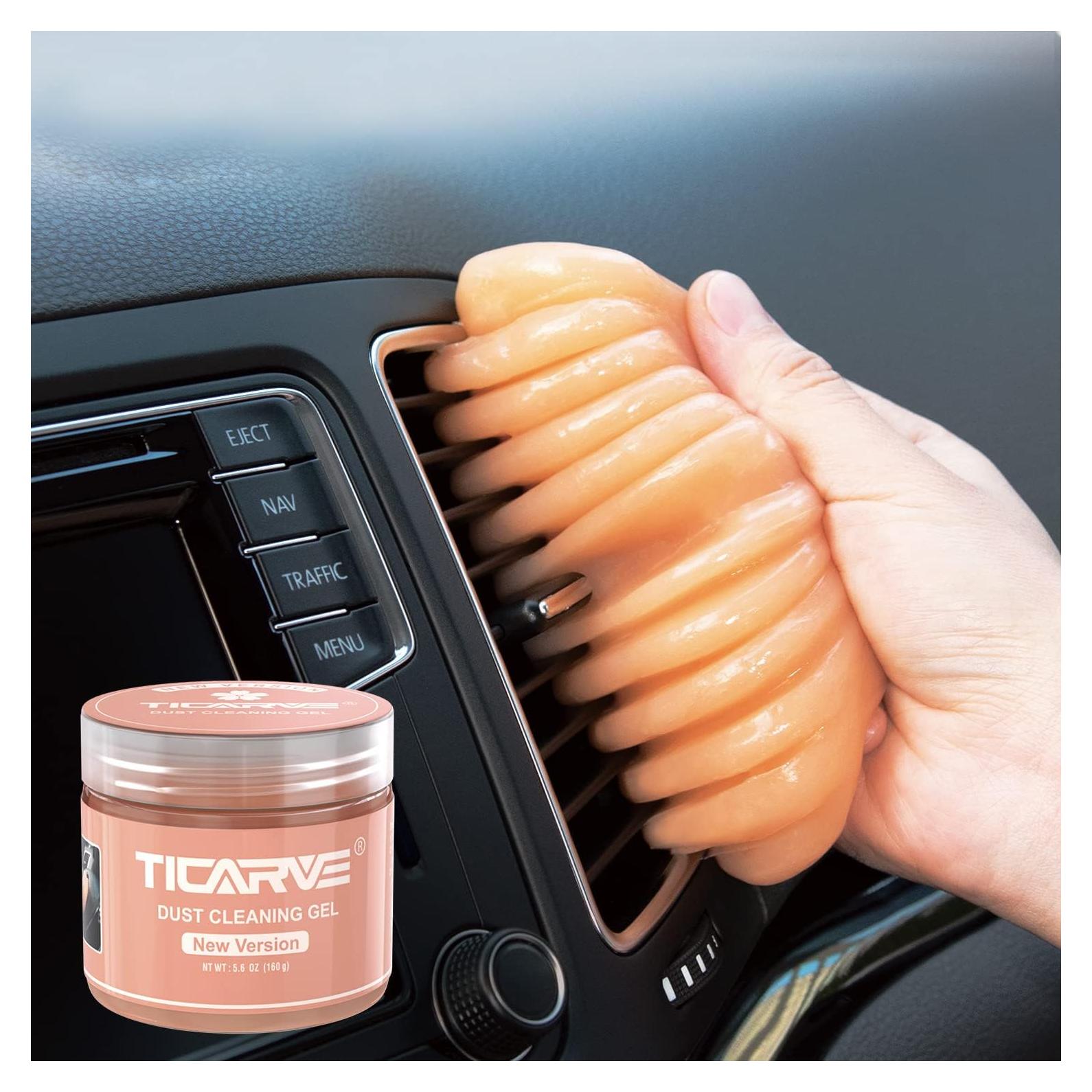 Gel de limpieza TICARVE para coche 190g - Detalle y teclado