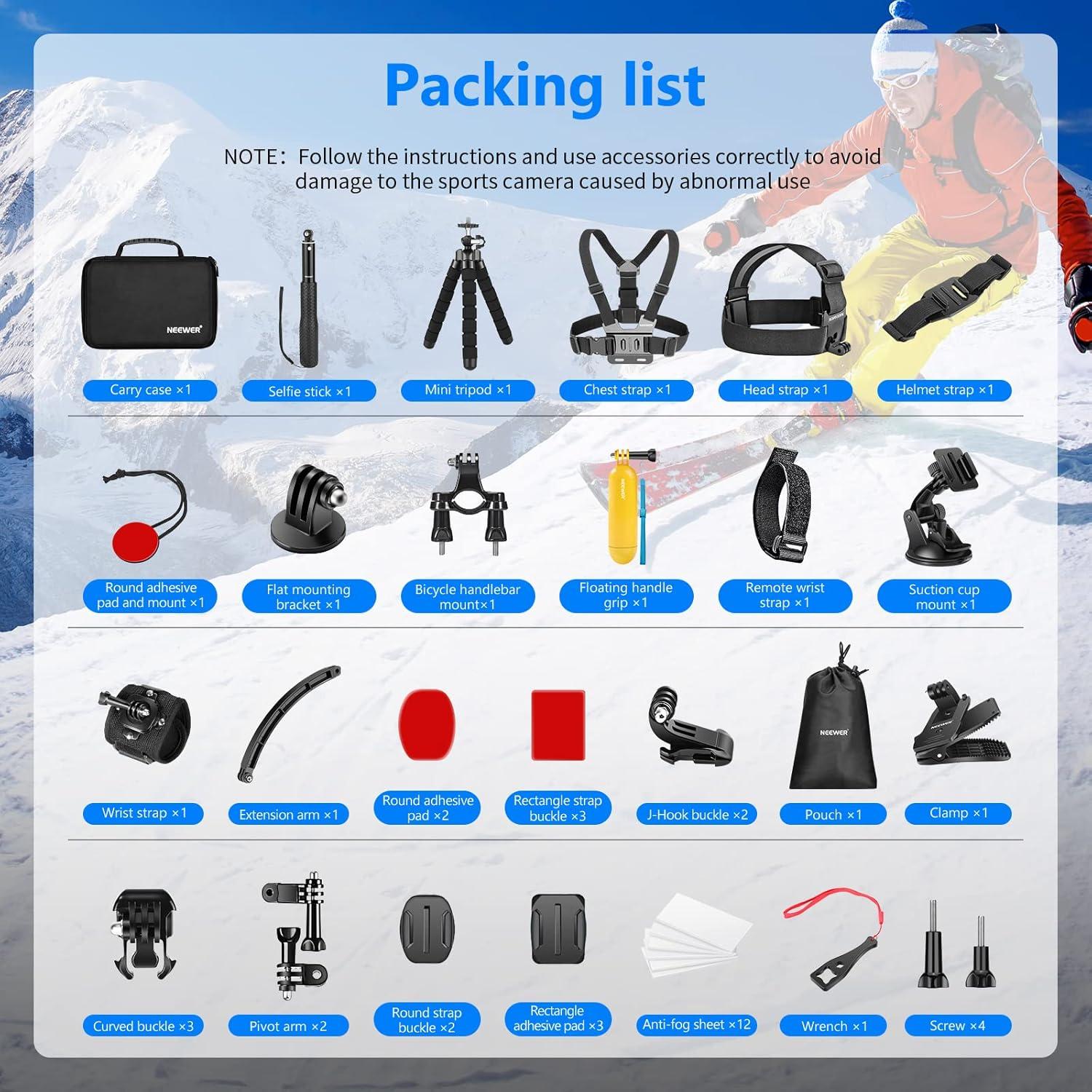 Kit de Accesorios para Cámara de Acción NEEWER 50 en 1