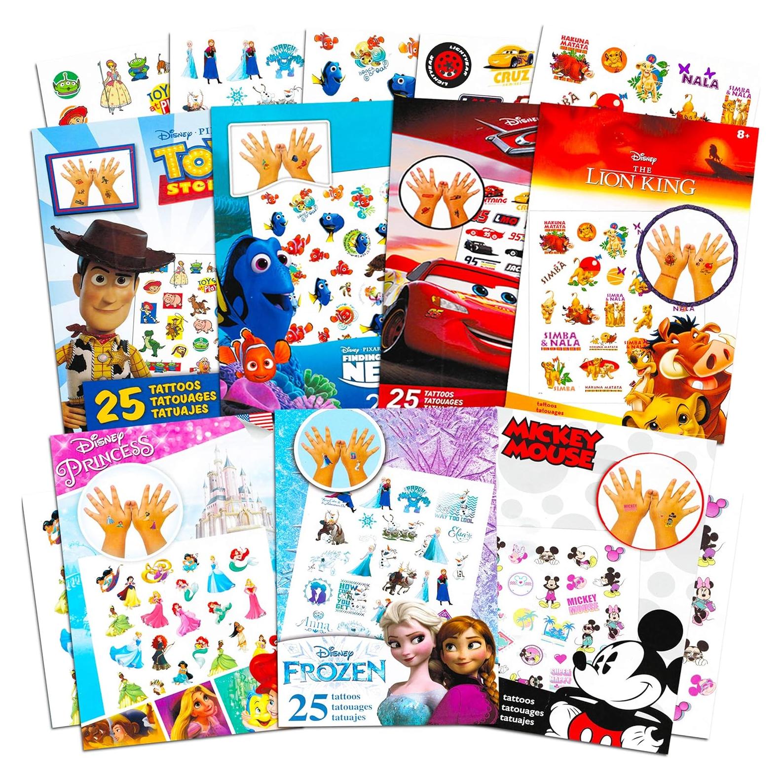 Tatuajes Temporales Disney - 7 Paquetes con 175 Diseños