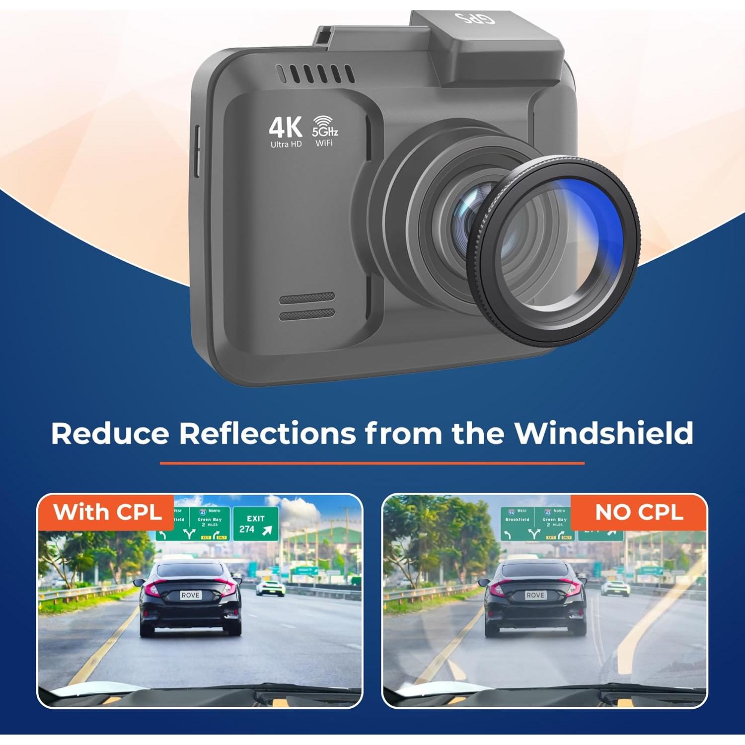Filtro CPL ROVE para Dash Cam R2-4K, PRO y DUAL - Antirreflejos