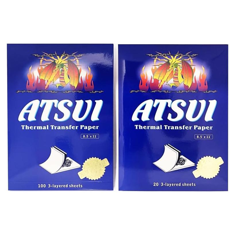 Papel de Plantilla de Tatuaje Atsui - 100 Hojas - Calidad Premium