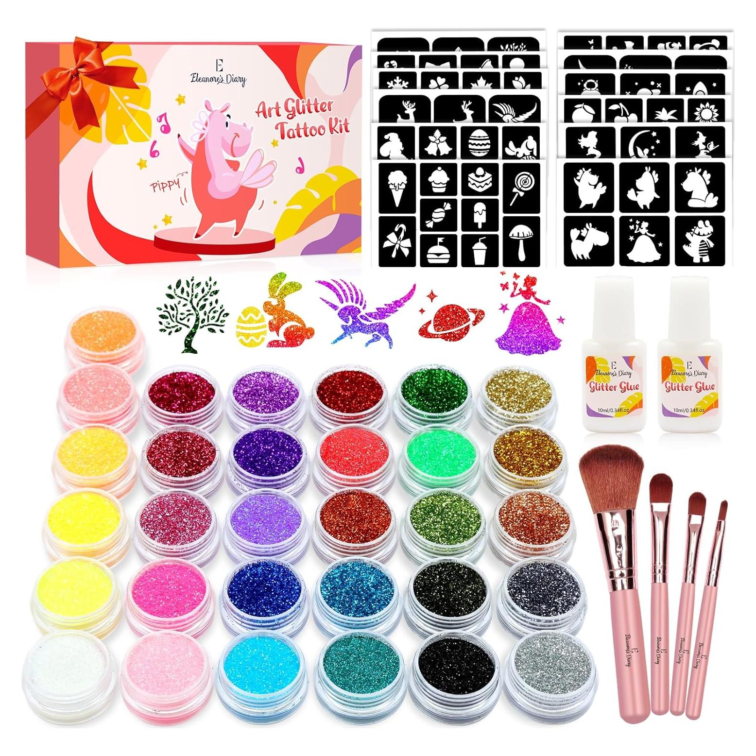 Kit de Tatuajes Temporales de Brillo Diario de Eleanore - 31 Colores