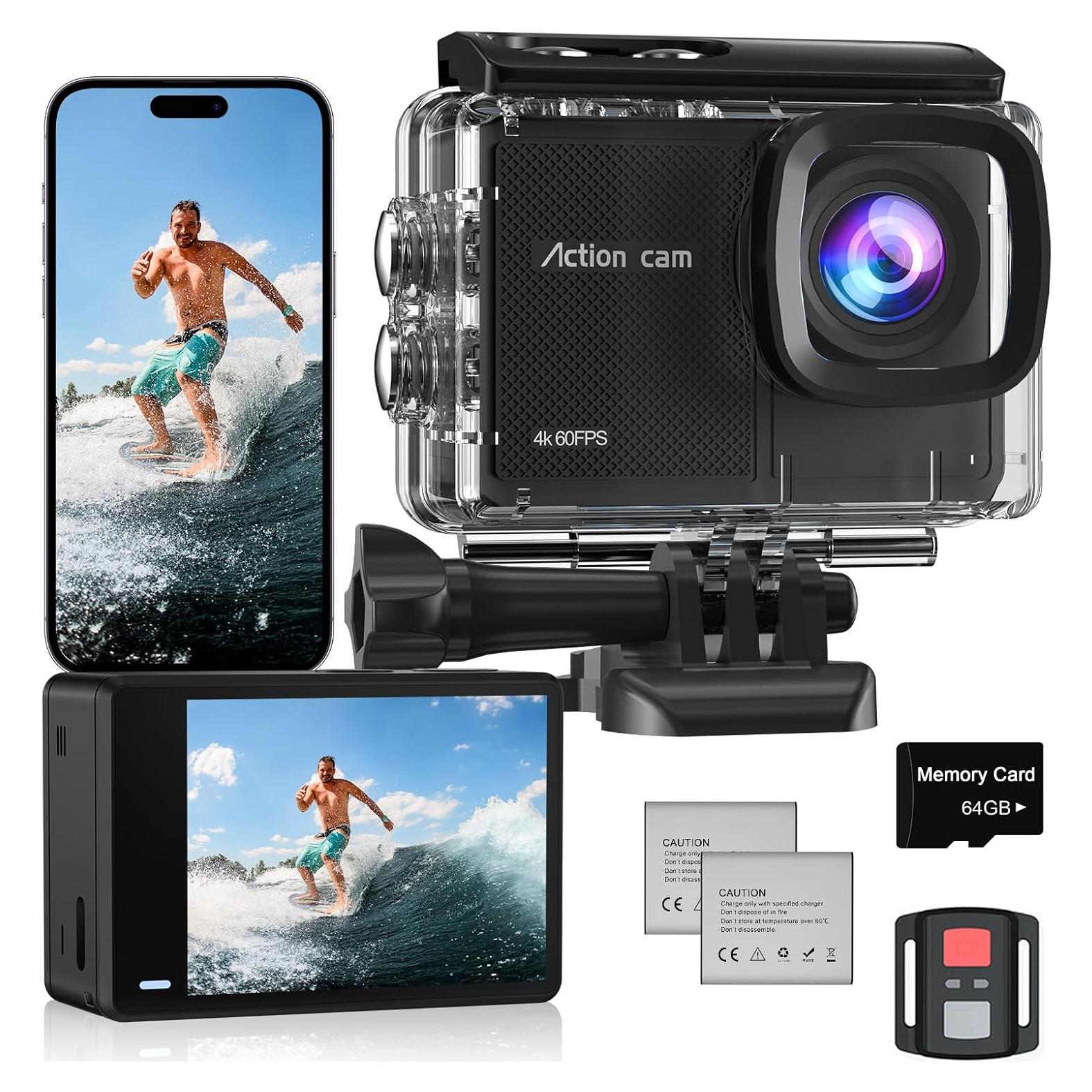 Cámara de Acción 4K Camlance con Tarjeta 64GB y EIS