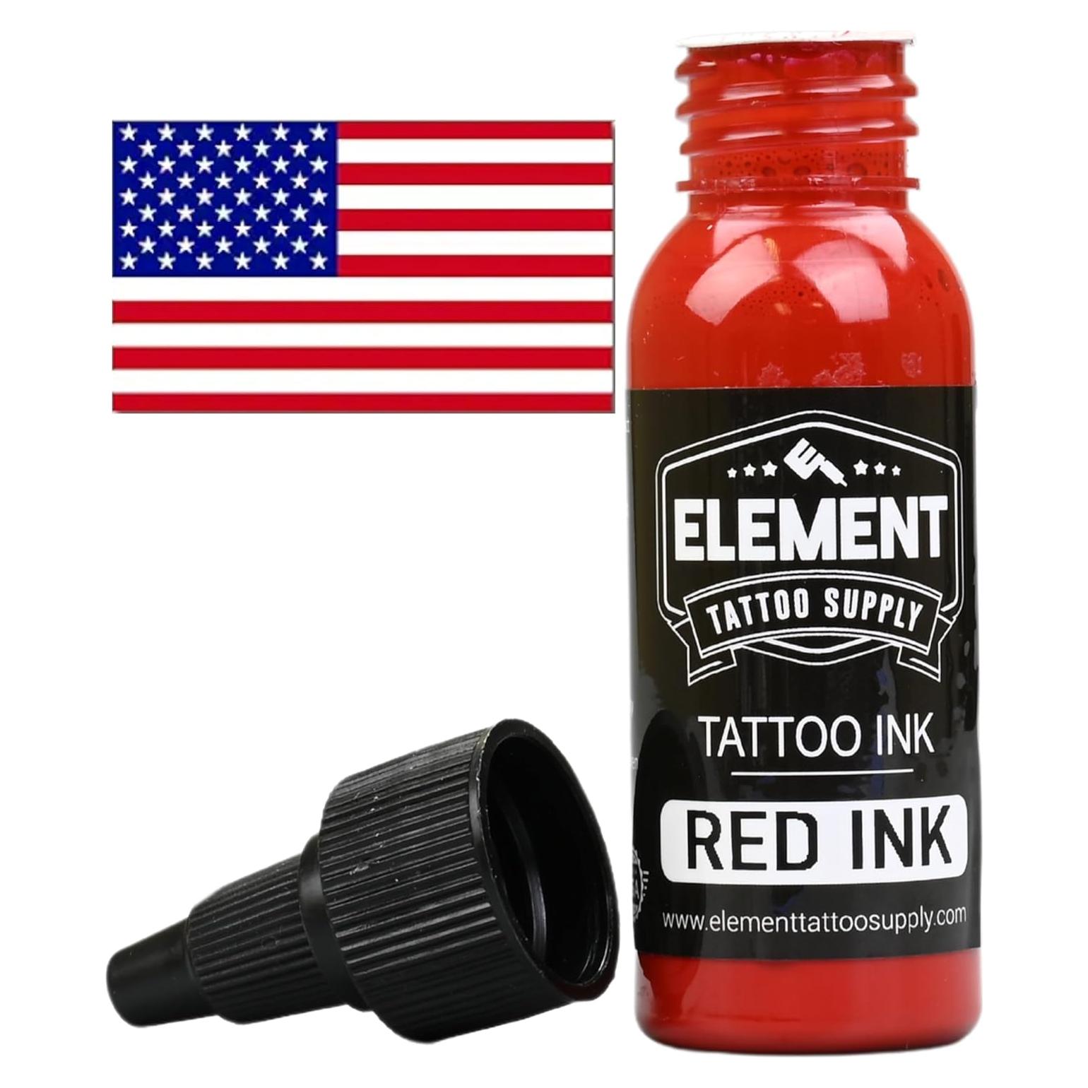 Tinta Roja para Tatuajes ELEMENT 30 ml Brillante y Sólida