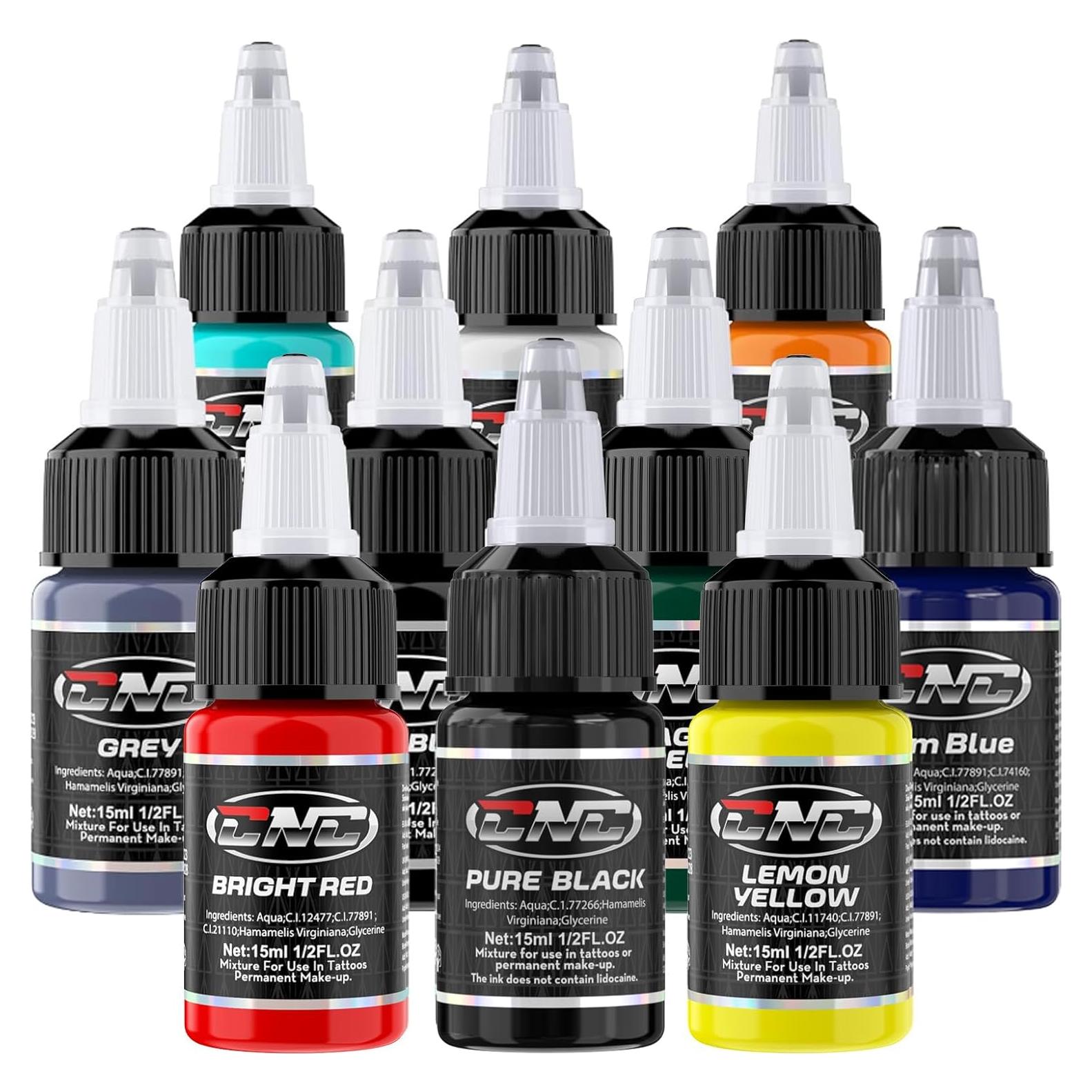 Juego de Tinta para Tatuajes CNC 10 Colores 15ml Botella