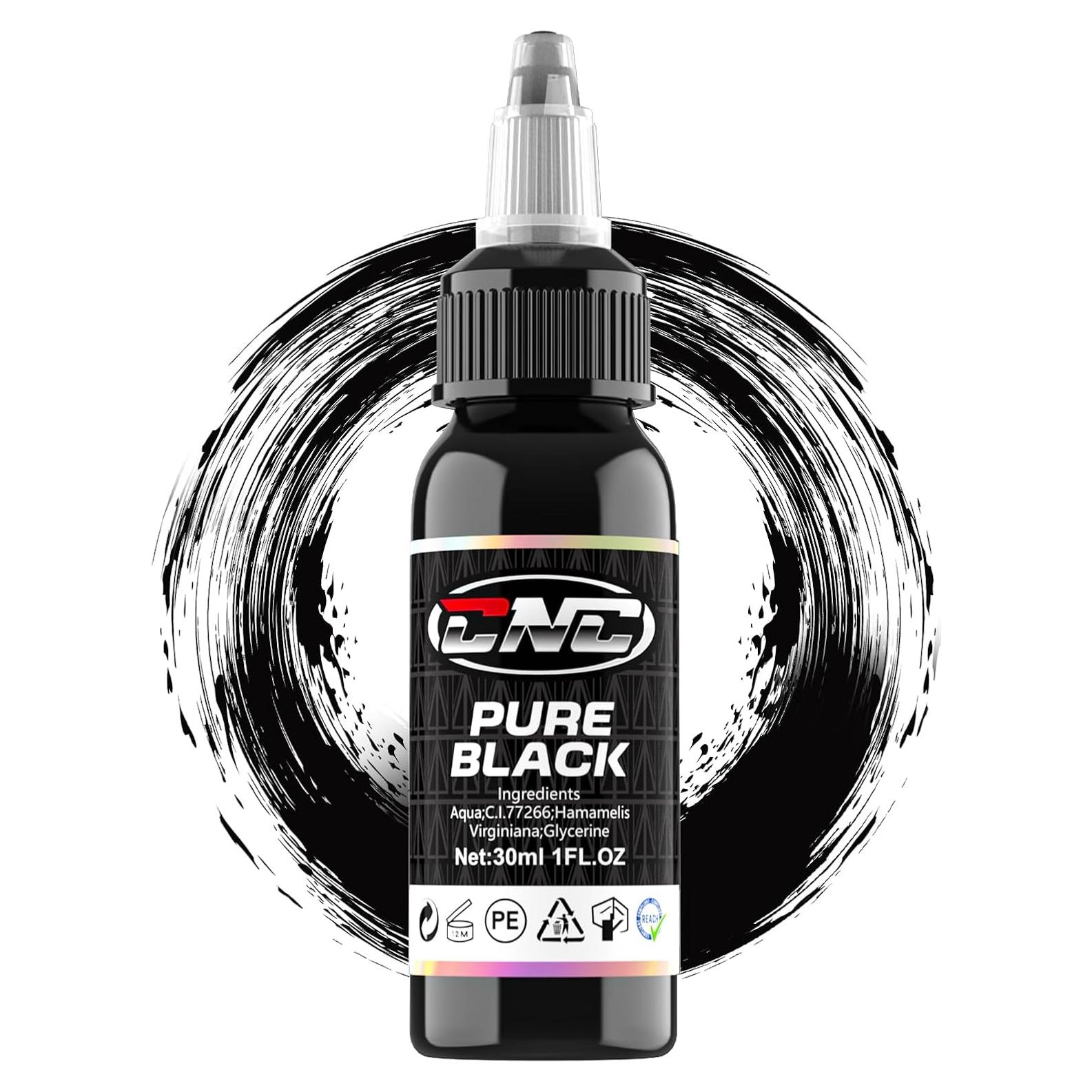 Tinta de Tatuaje Negra CNC 30ml Premium para Contornos y Sombreado