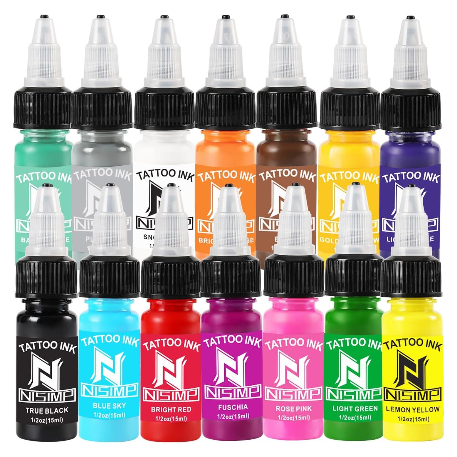 Kit de Tintas para Tatuajes NISIMP 14 Colores 15ml Profesional