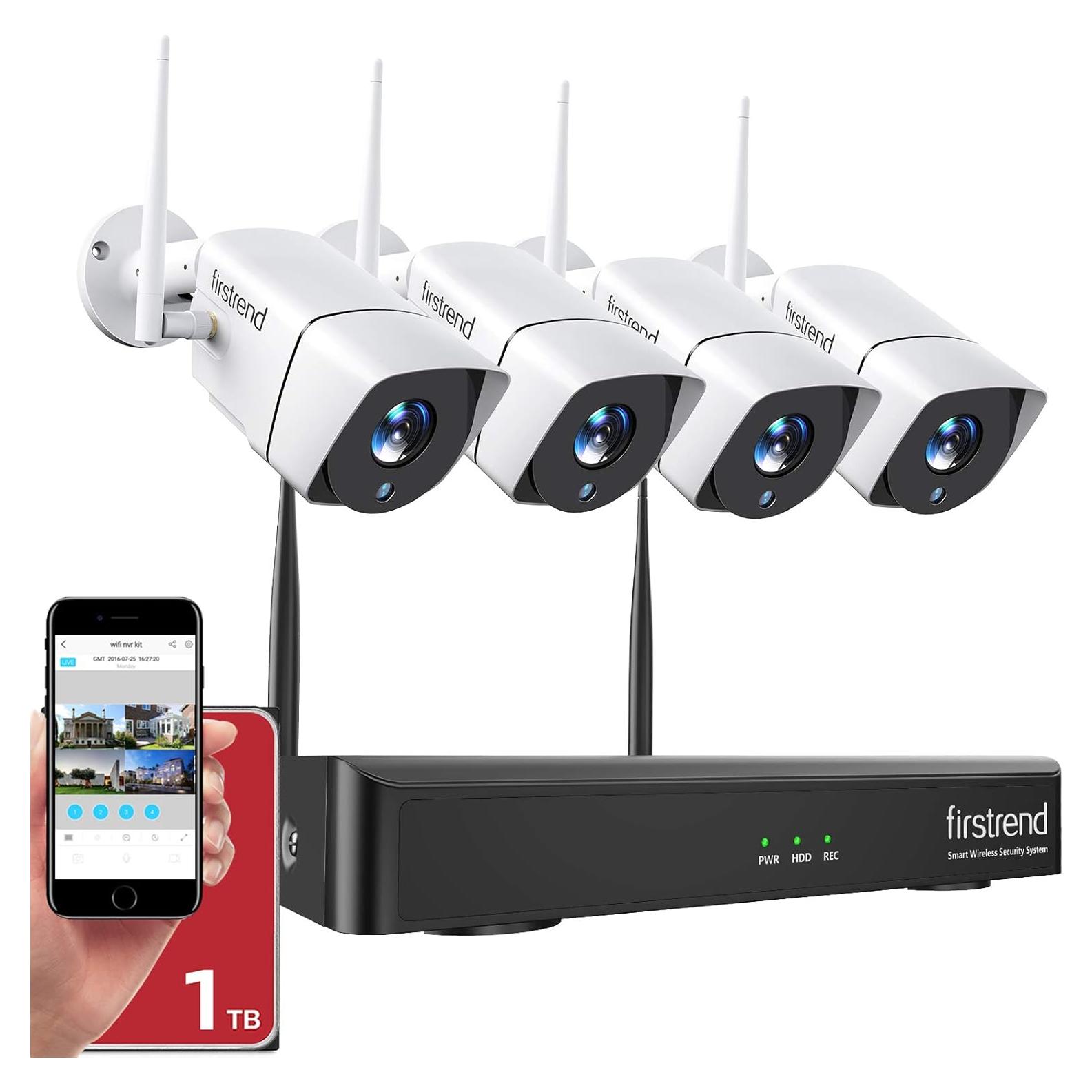 Sistema de Cámara de Seguridad Inalámbrico Firstrend 1080P 4 Cámaras