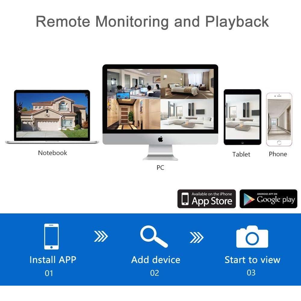 Sistema de Cámara de Seguridad Inalámbrico Firstrend 1080P 4 Cámaras