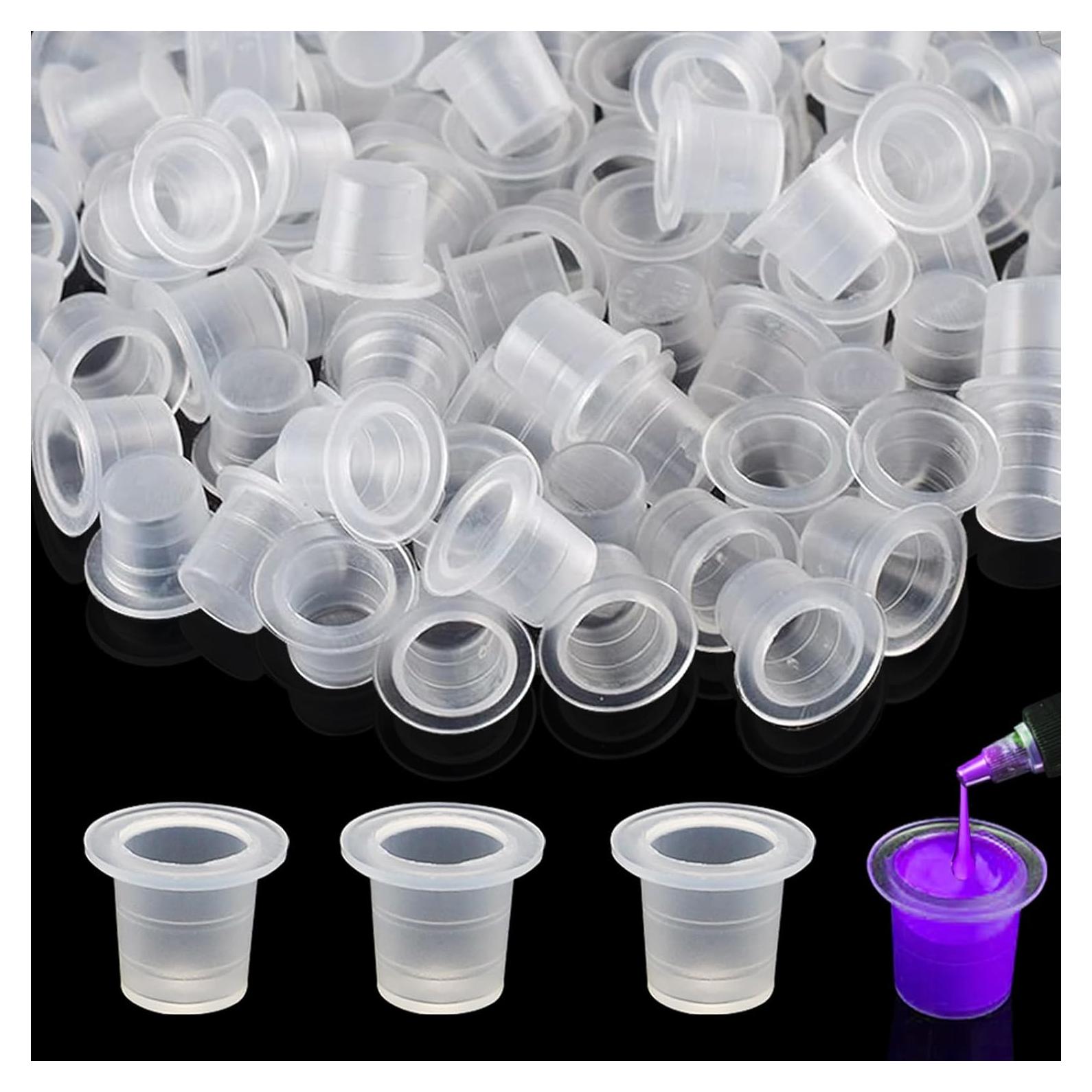 Tazas de Tinta para Tatuajes Romlon 1000 Pcs Plástico Transparente
