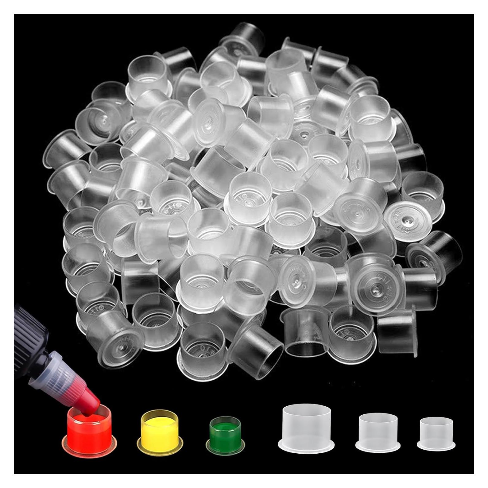 Tazas de Tinta para Tatuajes Autdor 300Pcs Mezcladas 11-17mm