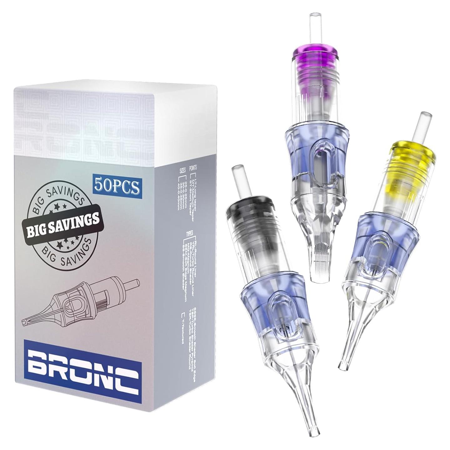 Agujas de Cartucho de Tatuaje BRONC 50pcs Mixtas 0.35mm