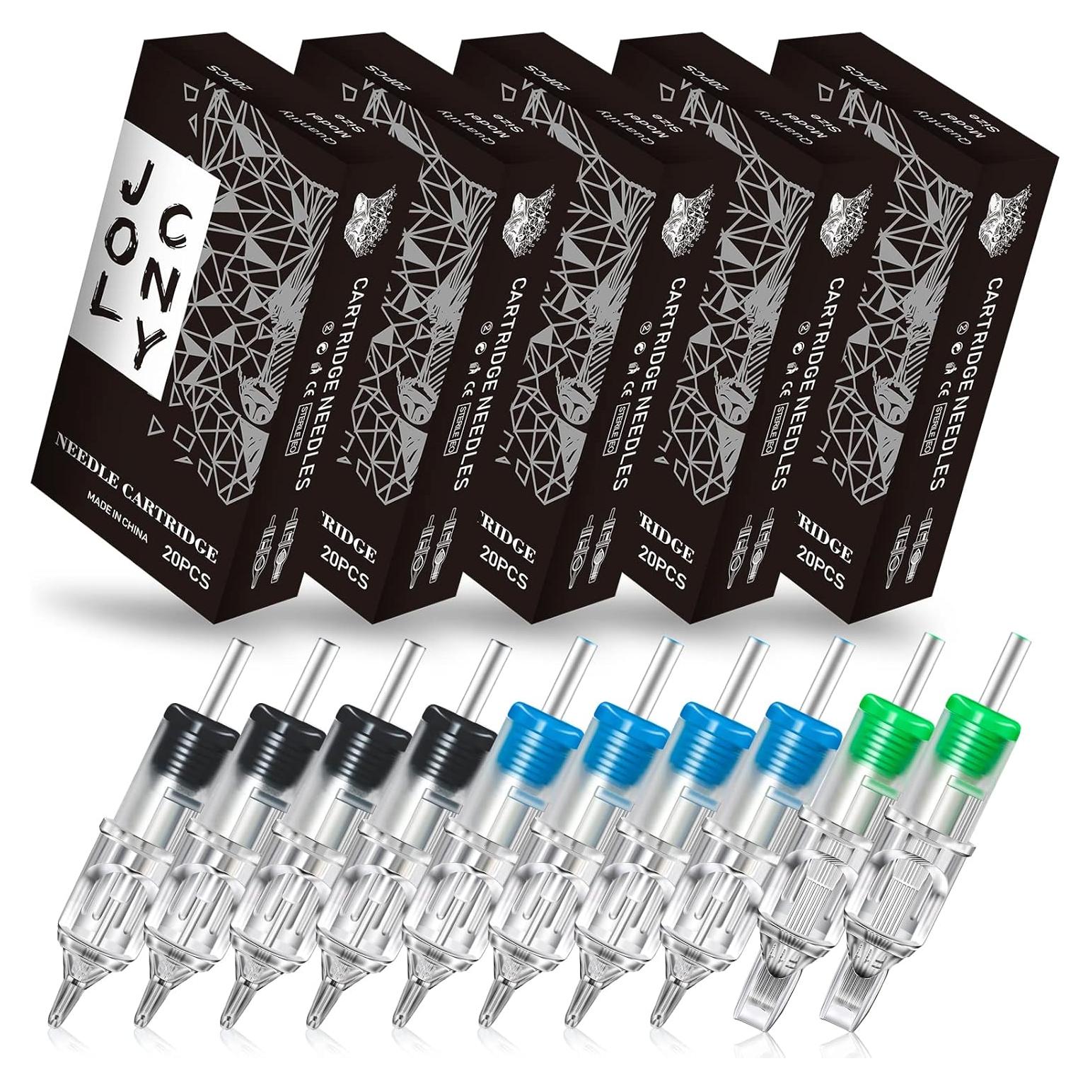 100 Agujas de Cartucho para Tatuaje Jconly Mezcladas 3RL 5RL 7RL 9RL