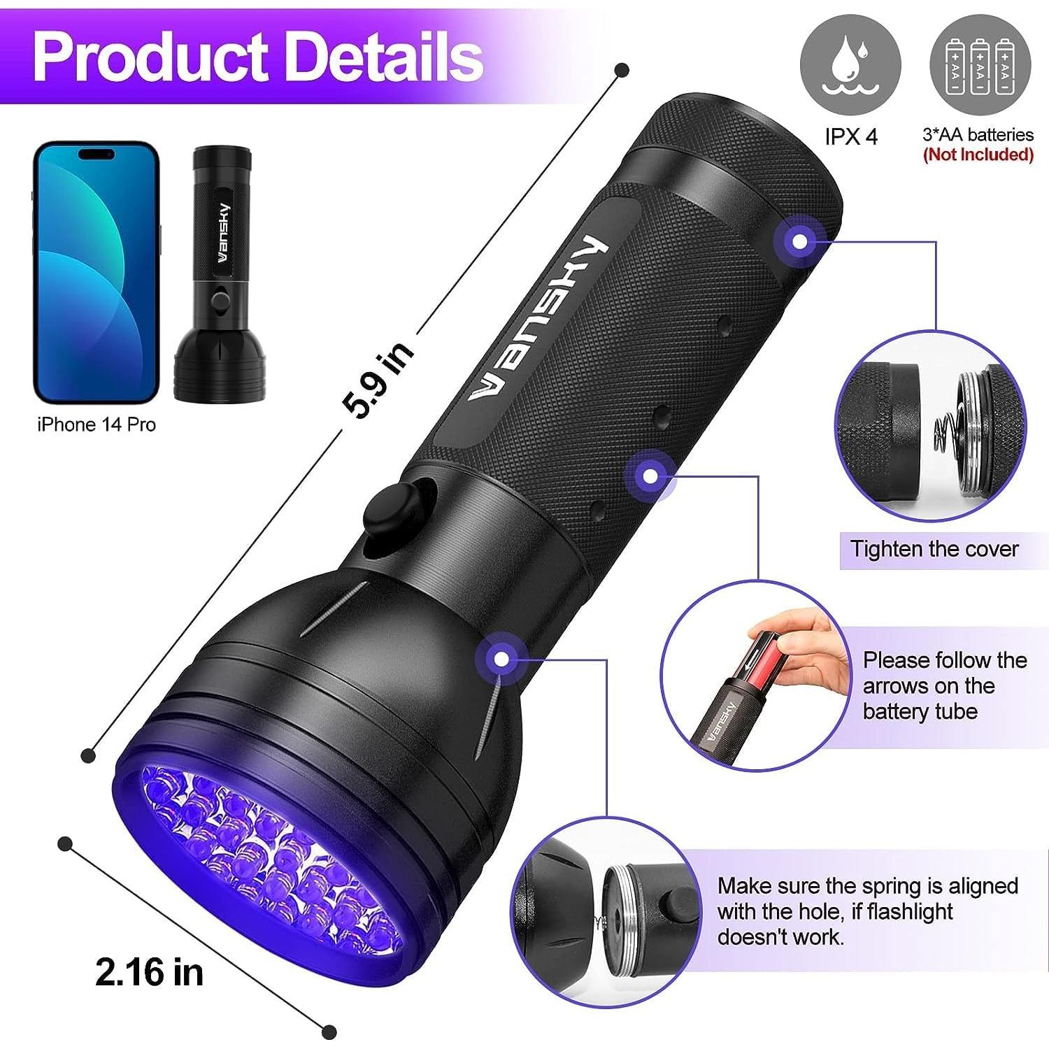 Linterna UV Vansky 51 LED para Detección de Orina y Escorpiones