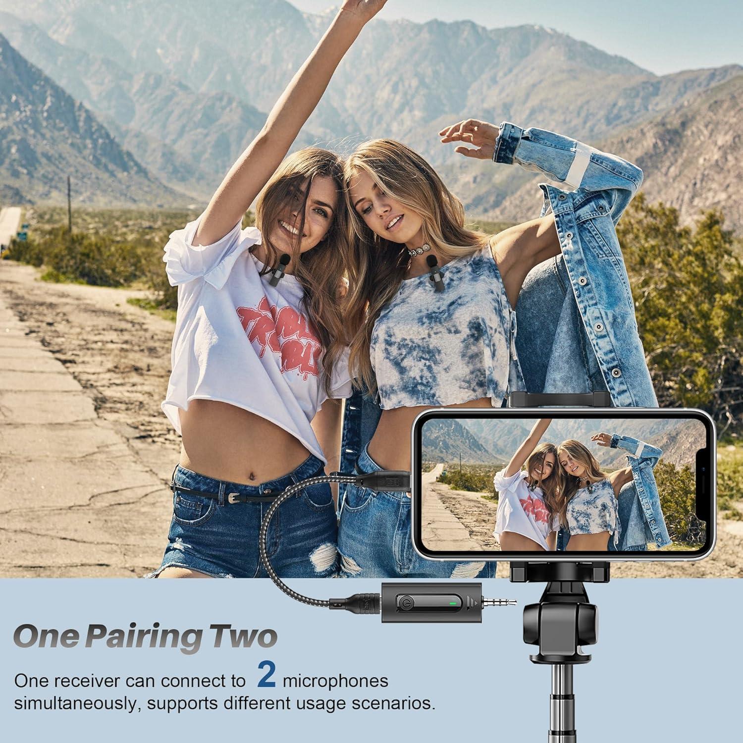 Micrófono Lavalier Inalámbrico LM320 - 2 Micrófonos Mini