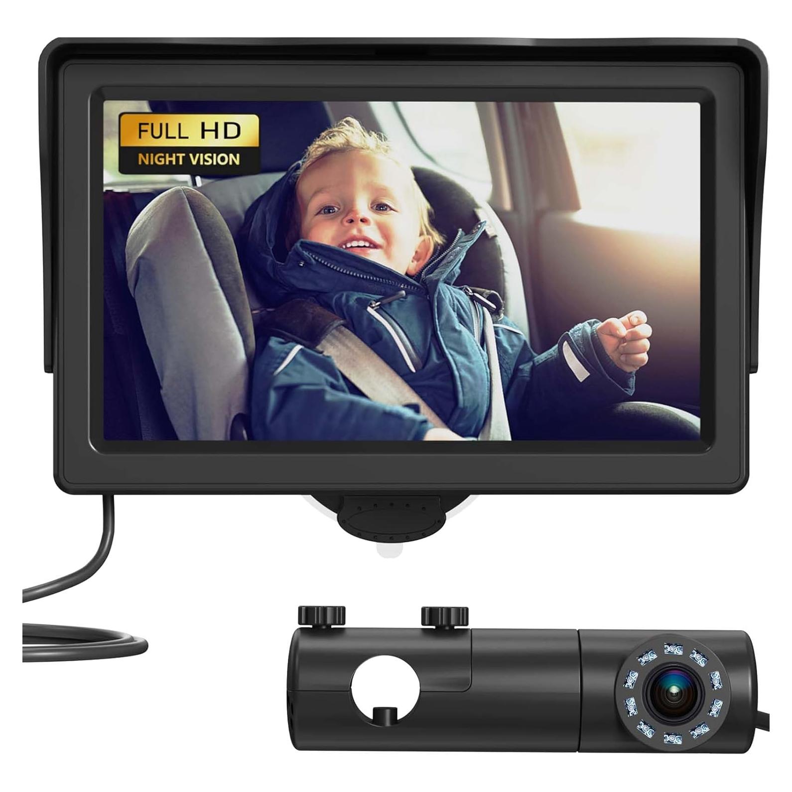 Cámara de Auto para Bebés GROWNSY 4.3" HD con Visión Nocturna