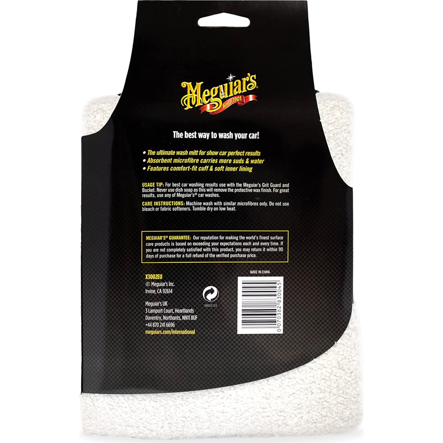 Guante de Lavado de Microfibra Meguiar's X3002, Reutilizable 25x20 cm