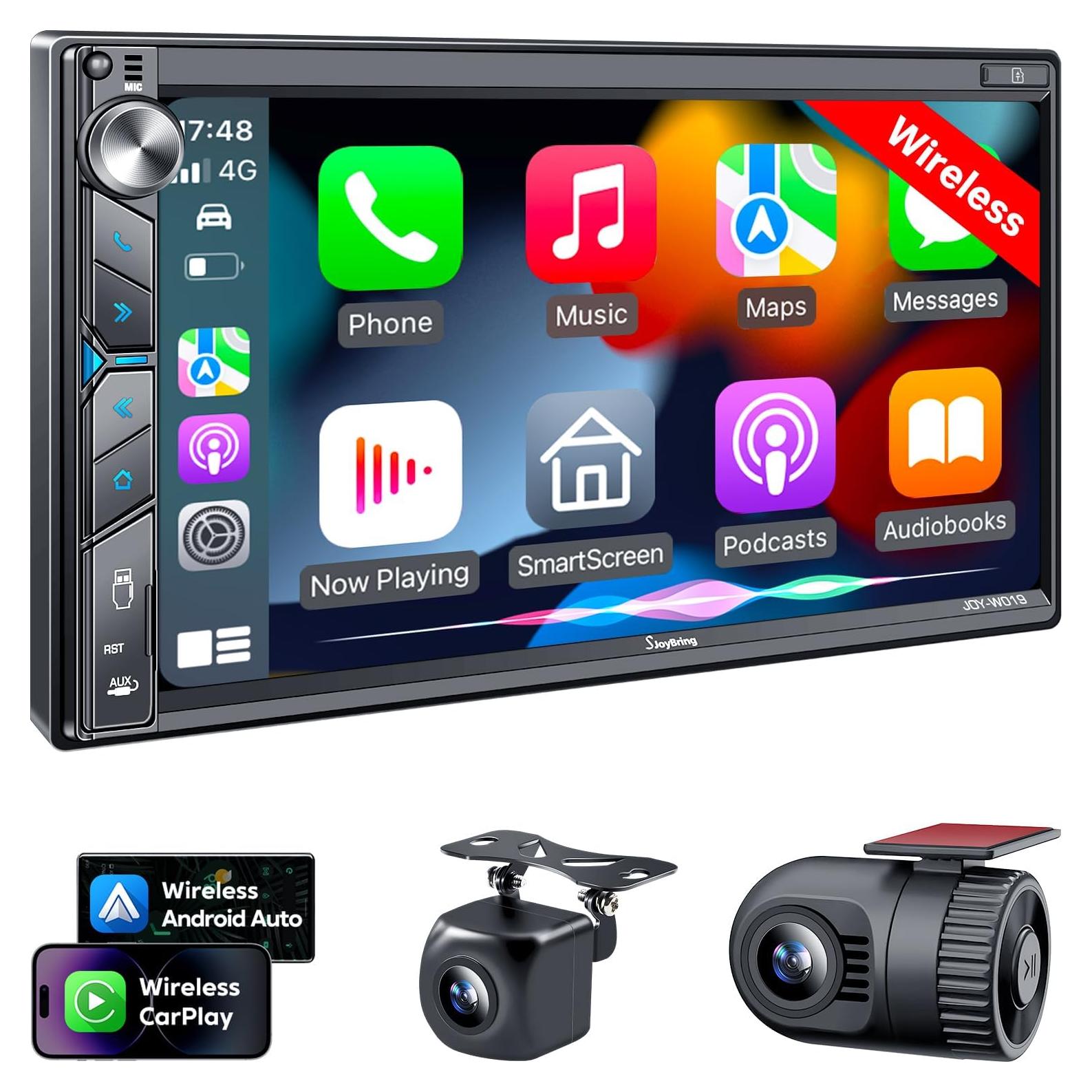 Estéreo de Coche Inalámbrico SJOYBRING Doble Din 7" HD