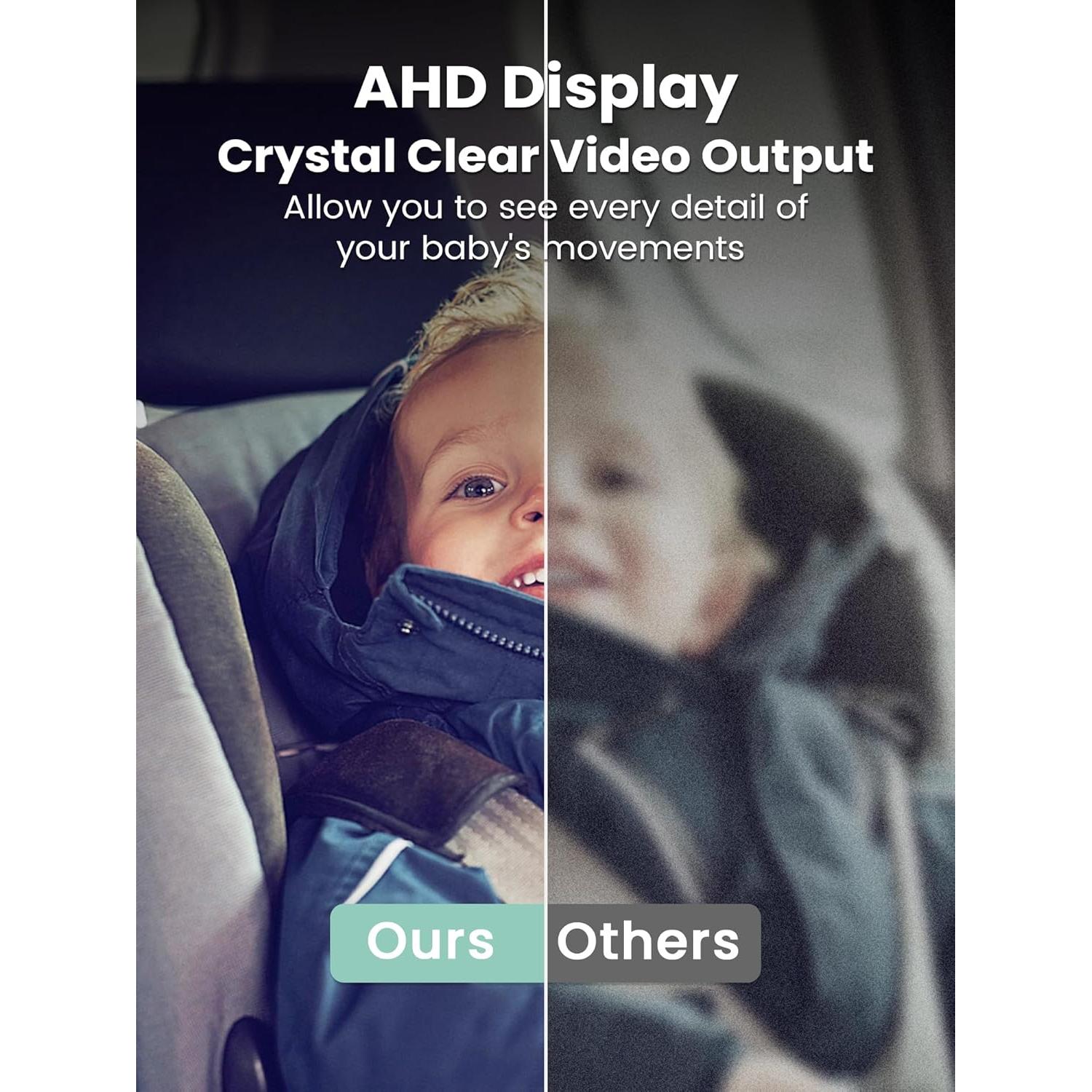 Cámara de Auto para Bebés GROWNSY 7" HD con 2 Cámaras y Visión Nocturna