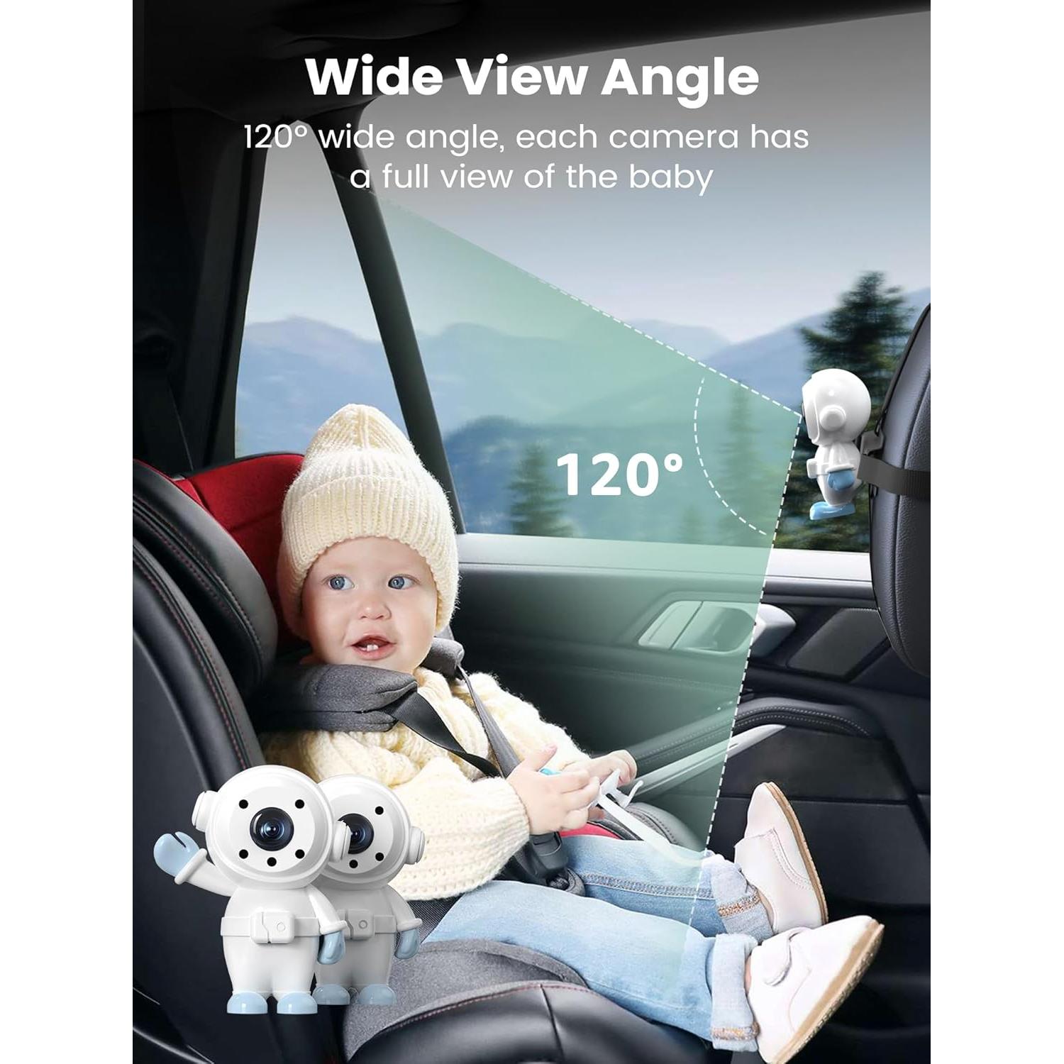 Cámara de Auto para Bebés GROWNSY 7" HD con 2 Cámaras y Visión Nocturna