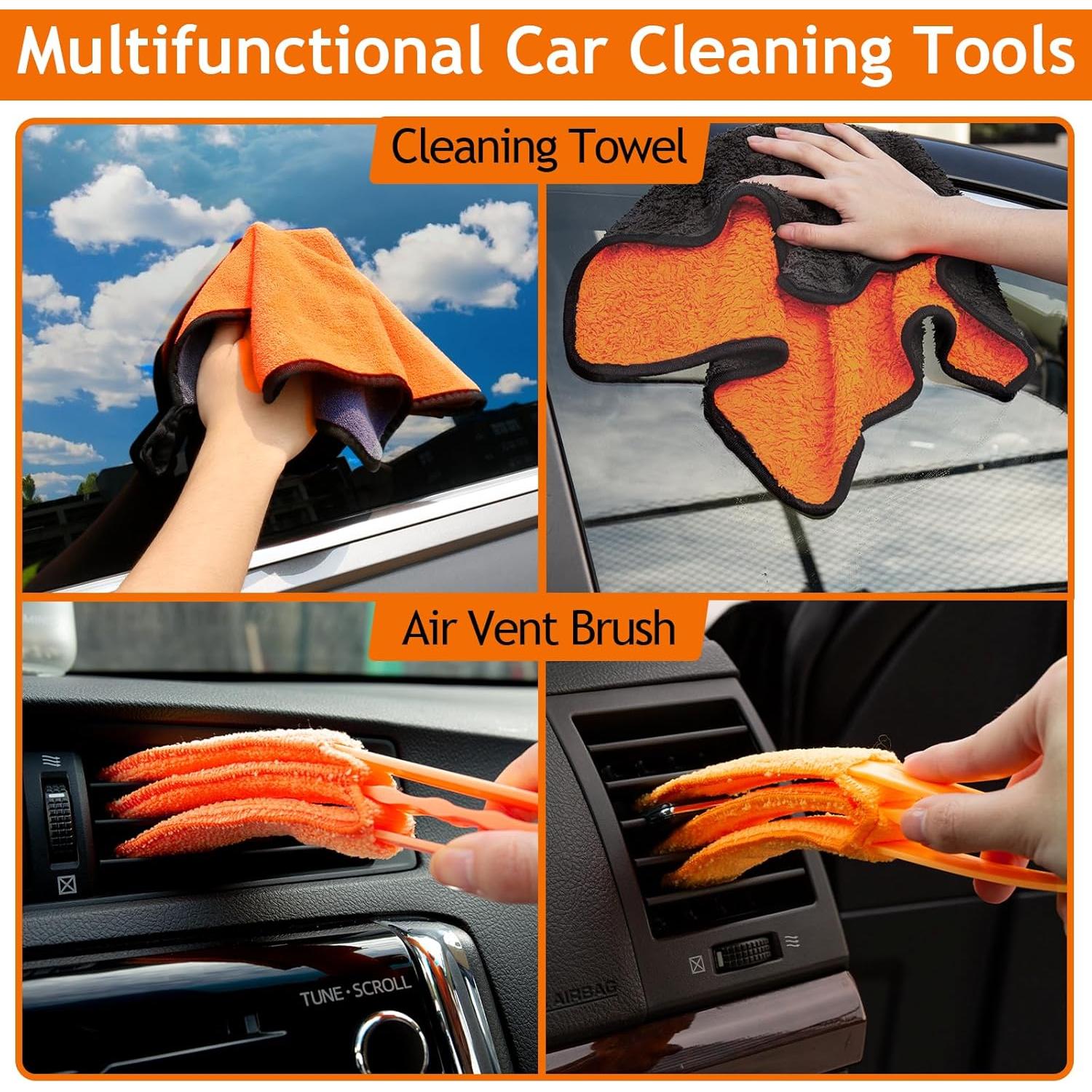 Kit de Limpieza de Coche Thinkwork 17 Piezas - Interior y Exterior