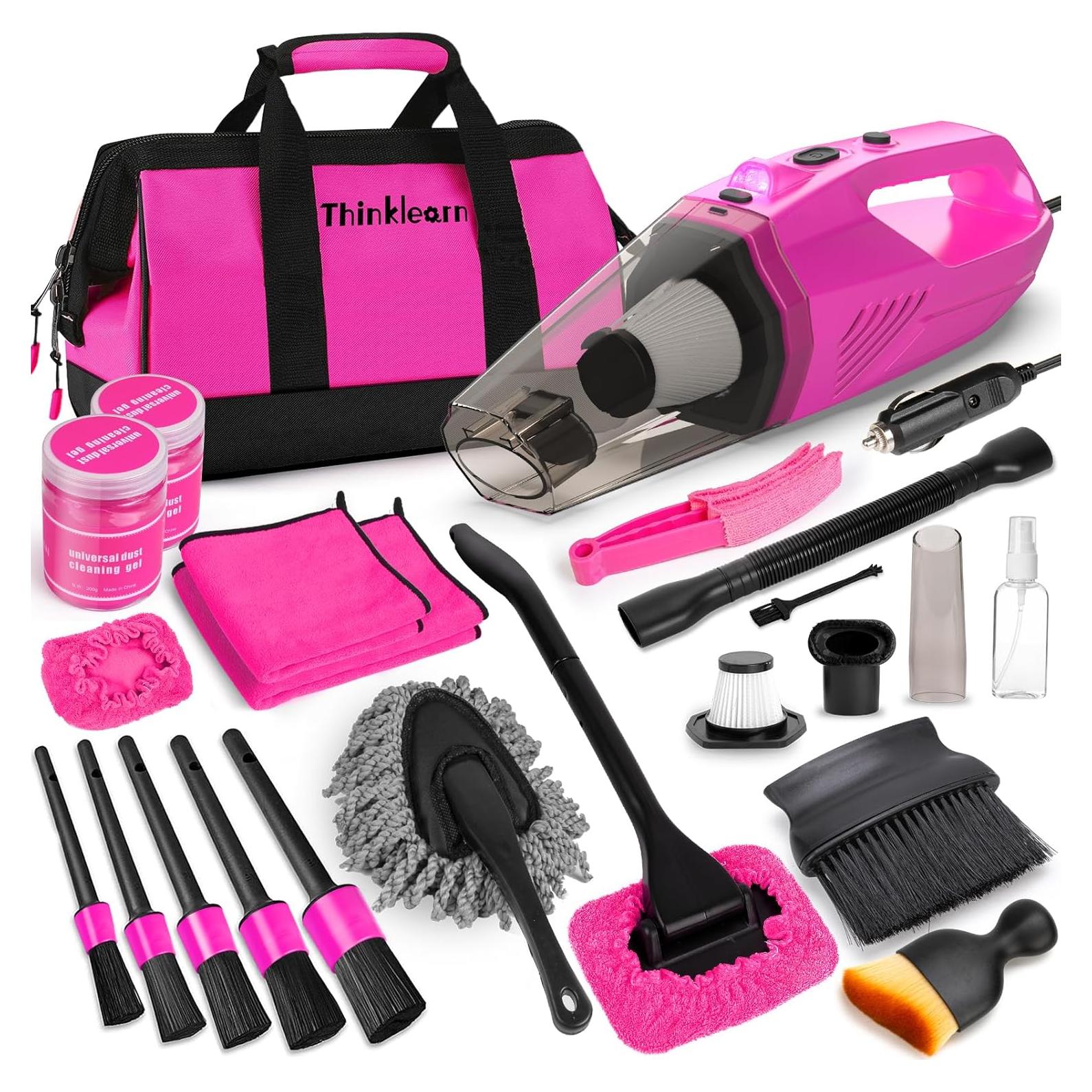 Kit de Limpieza de Autos ThinkLearn TL1037 Rosa 7 Piezas