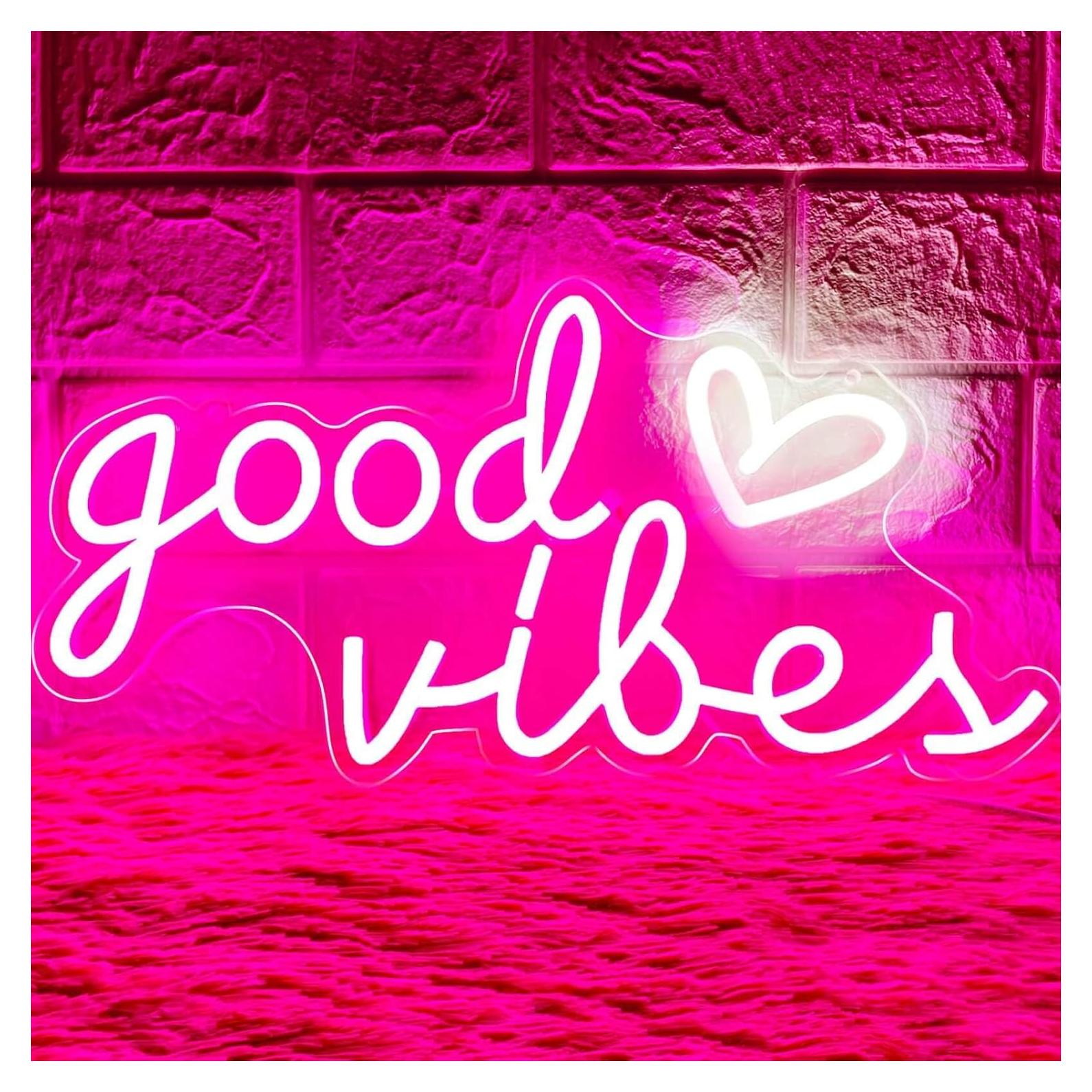 Letrero de Neón Buenas Vibras HOHOSIGN 20x40 cm Rosa USB
